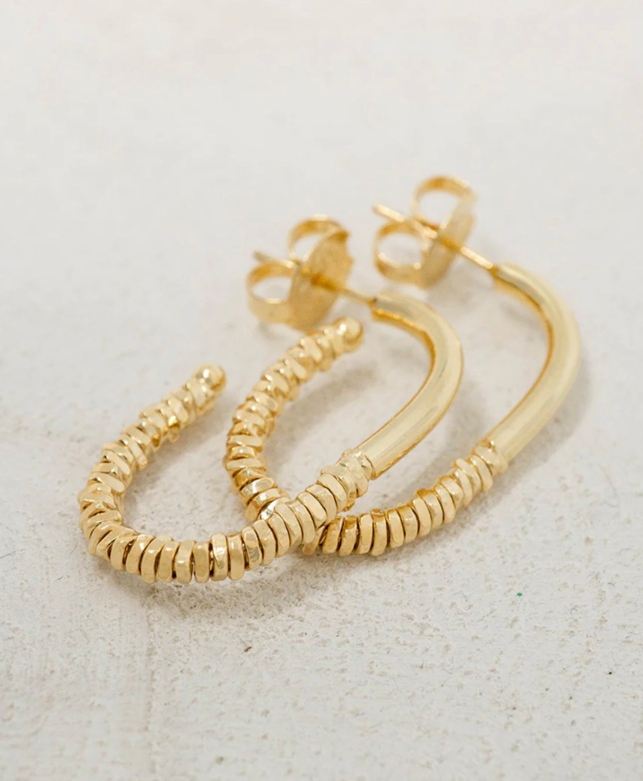 Elongated Sparkle Gold Hoops