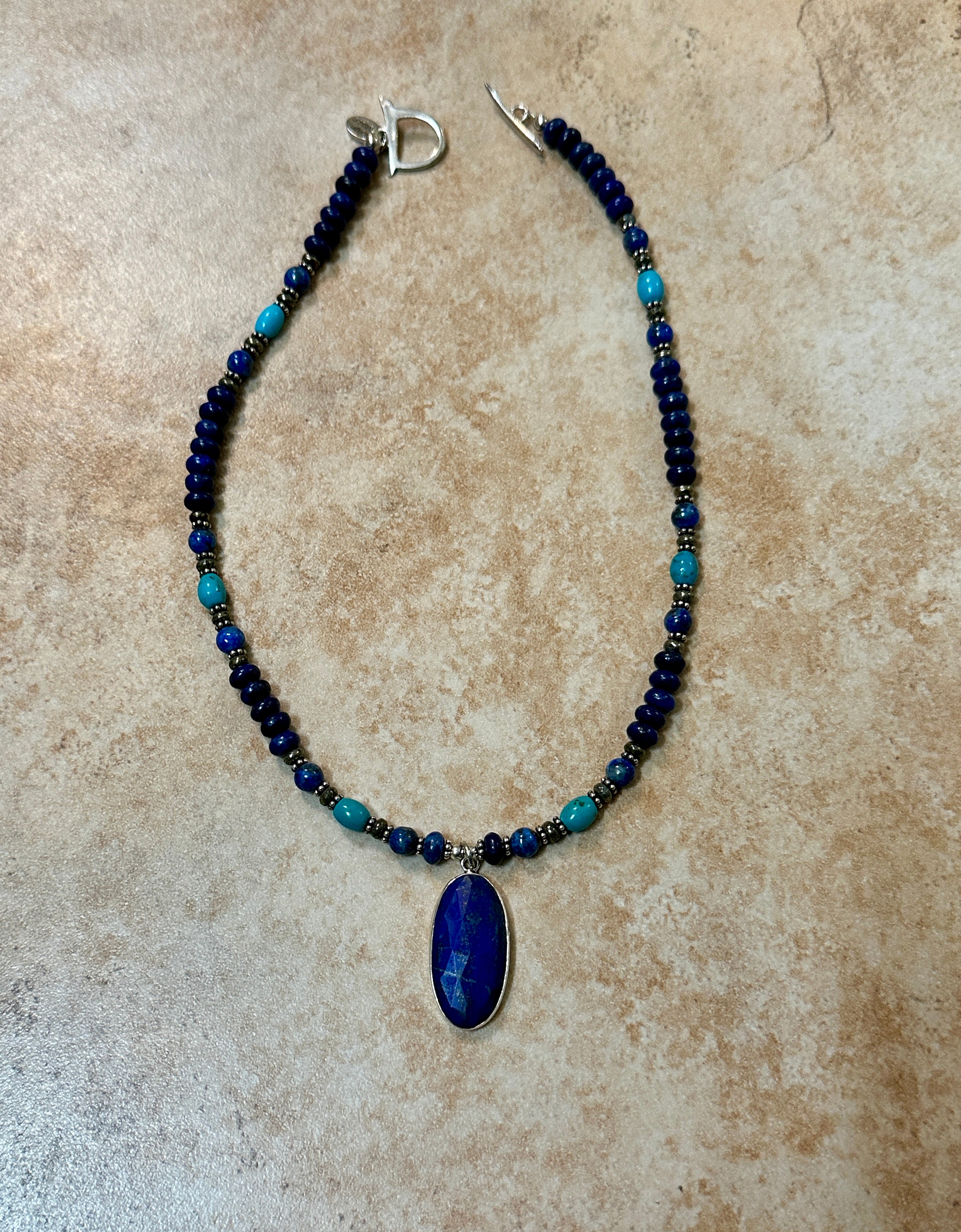 Lapis & Turquoise Beaded Pendant Necklace