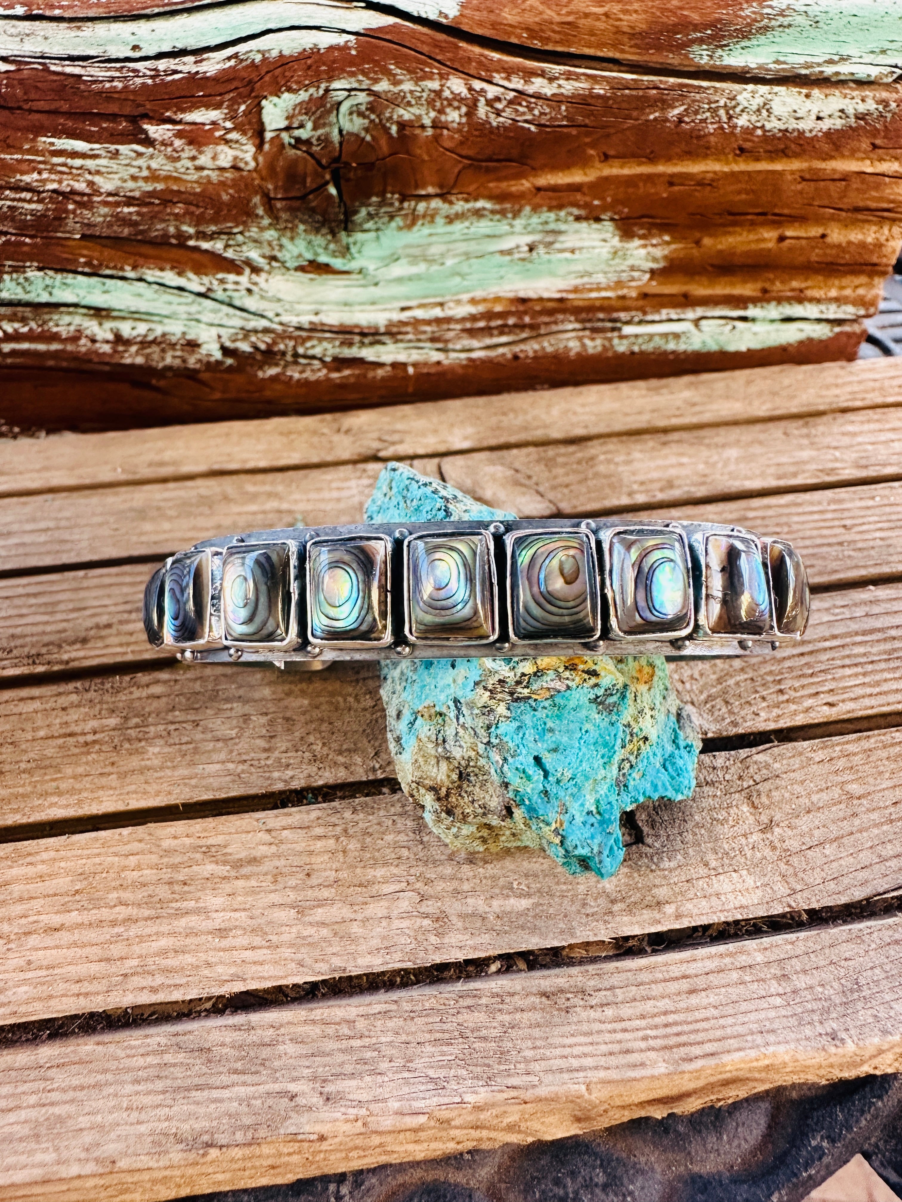 Handcrafted Sterling Silver and Abalone Cuff Bracelet by Federico Jimenez