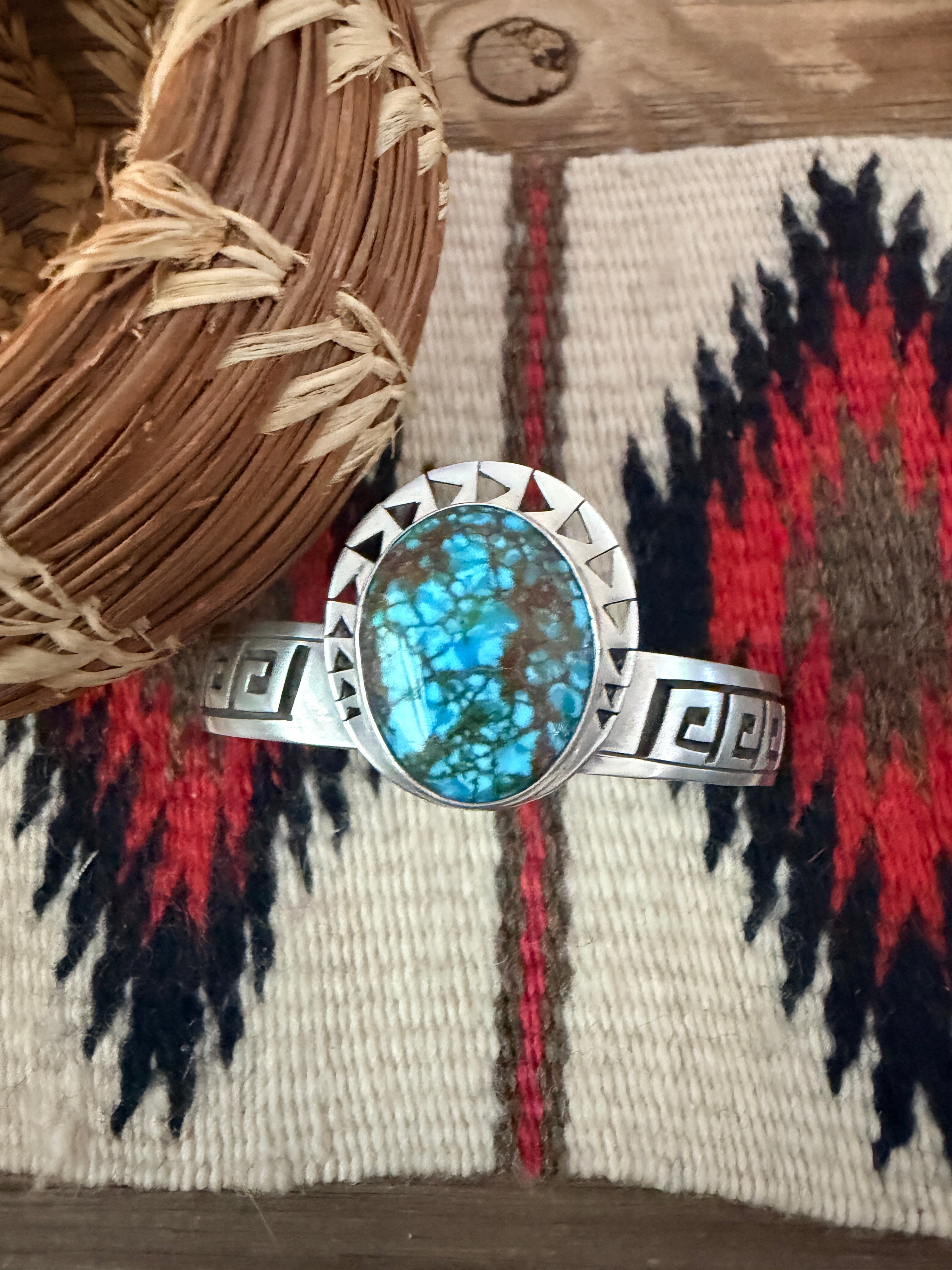 Handcrafted Kingman Web Turquoise & Sterling Silver Cuff Bracelet