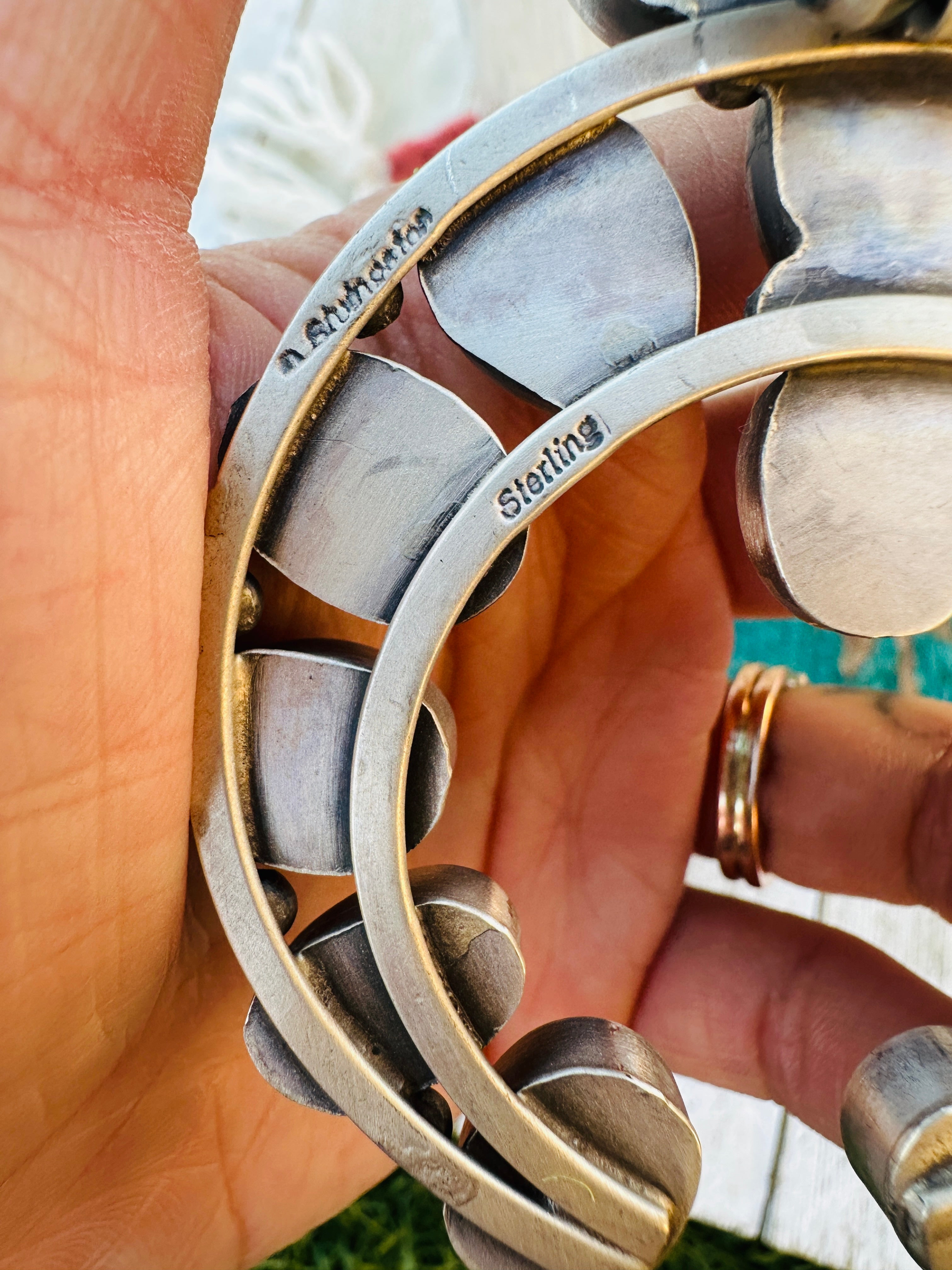 Handcrafted Carico Lake Turquoise & Sterling Silver Squash Blossom Necklace and Earring Set