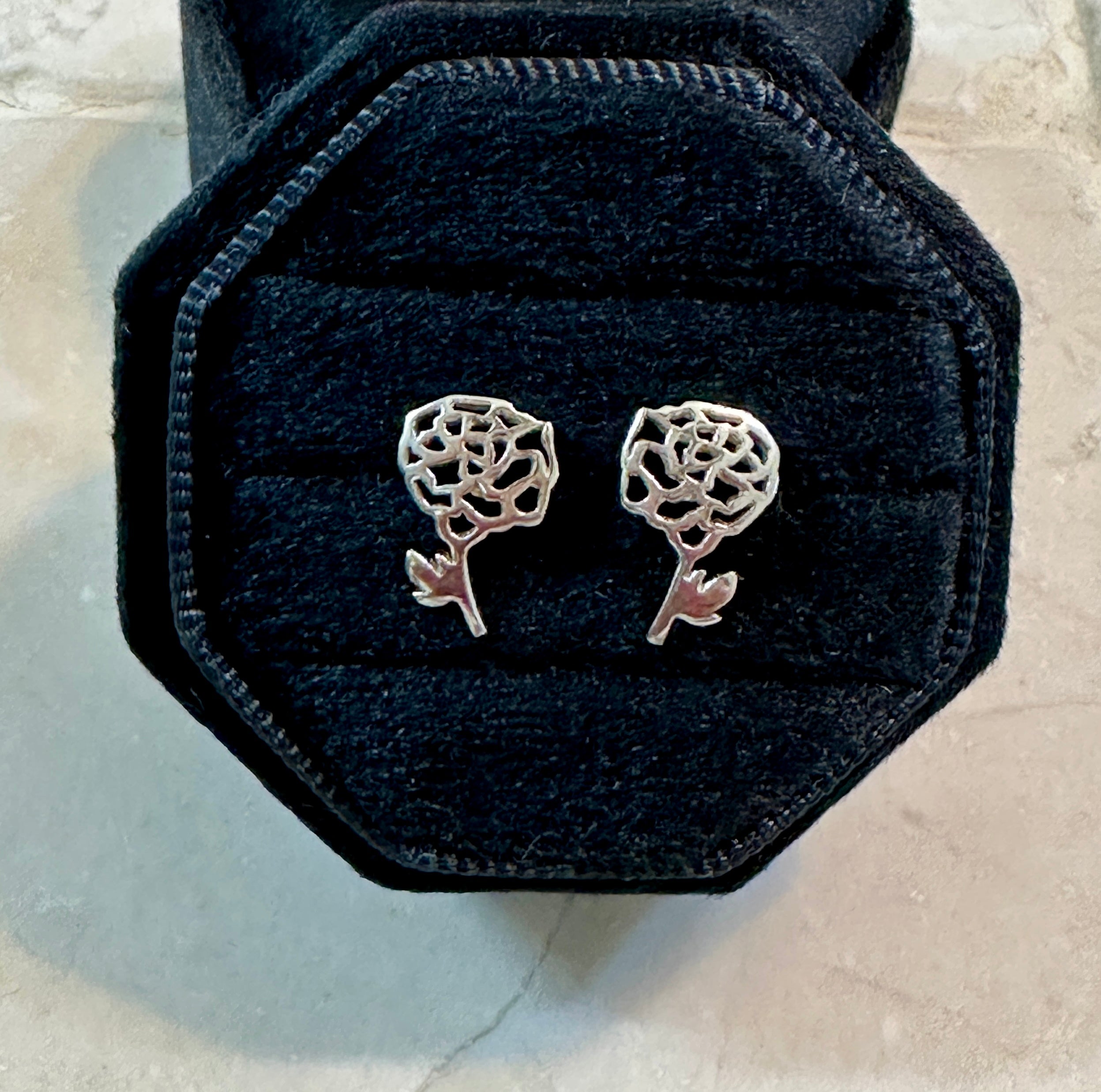 Sterling Silver Birthday Flower Stud Earrings October