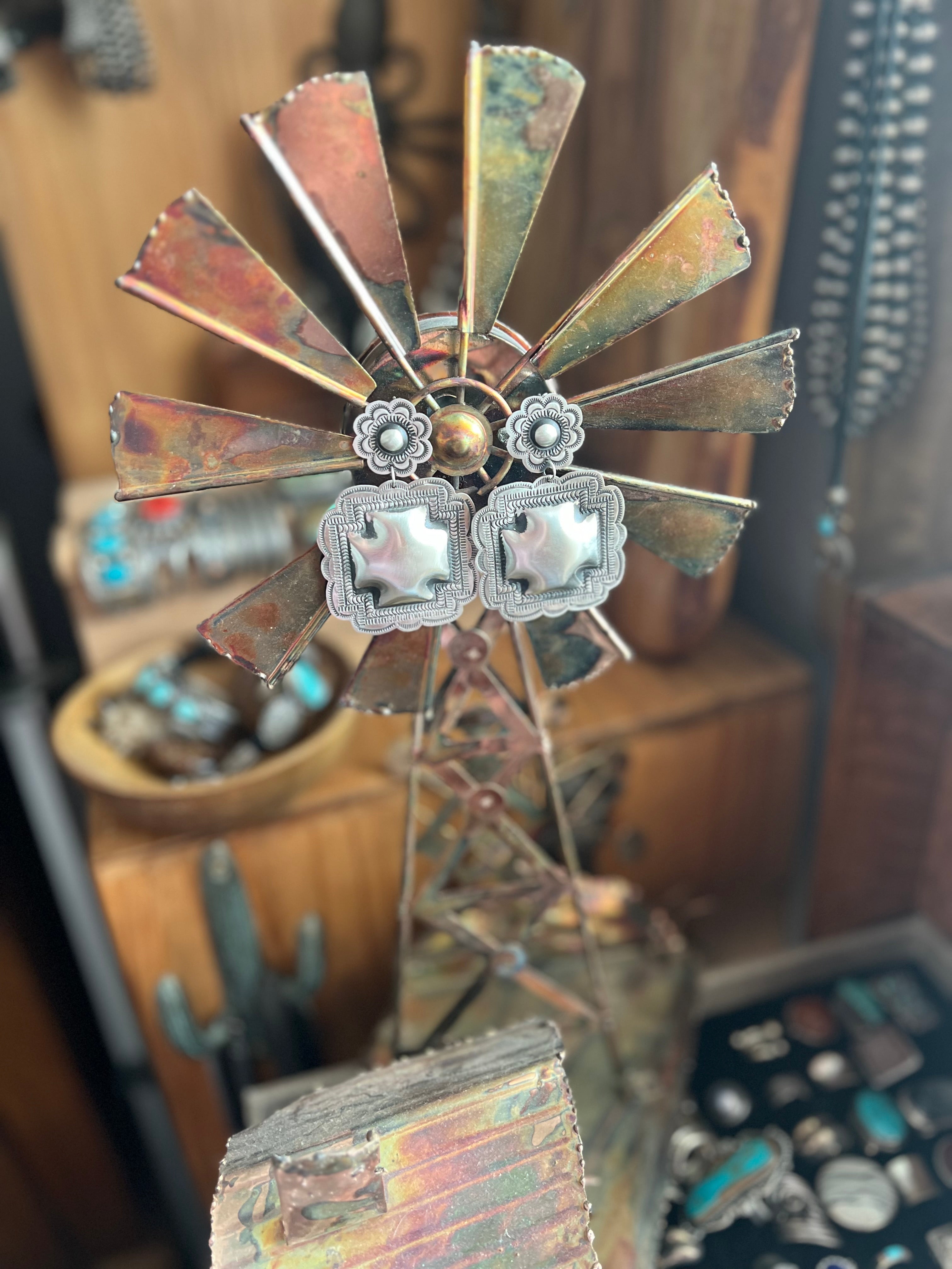 Handcrafted Sterling Silver Stamped Repousse Santa Fe Cross Earrings by Leander Tahe, C3