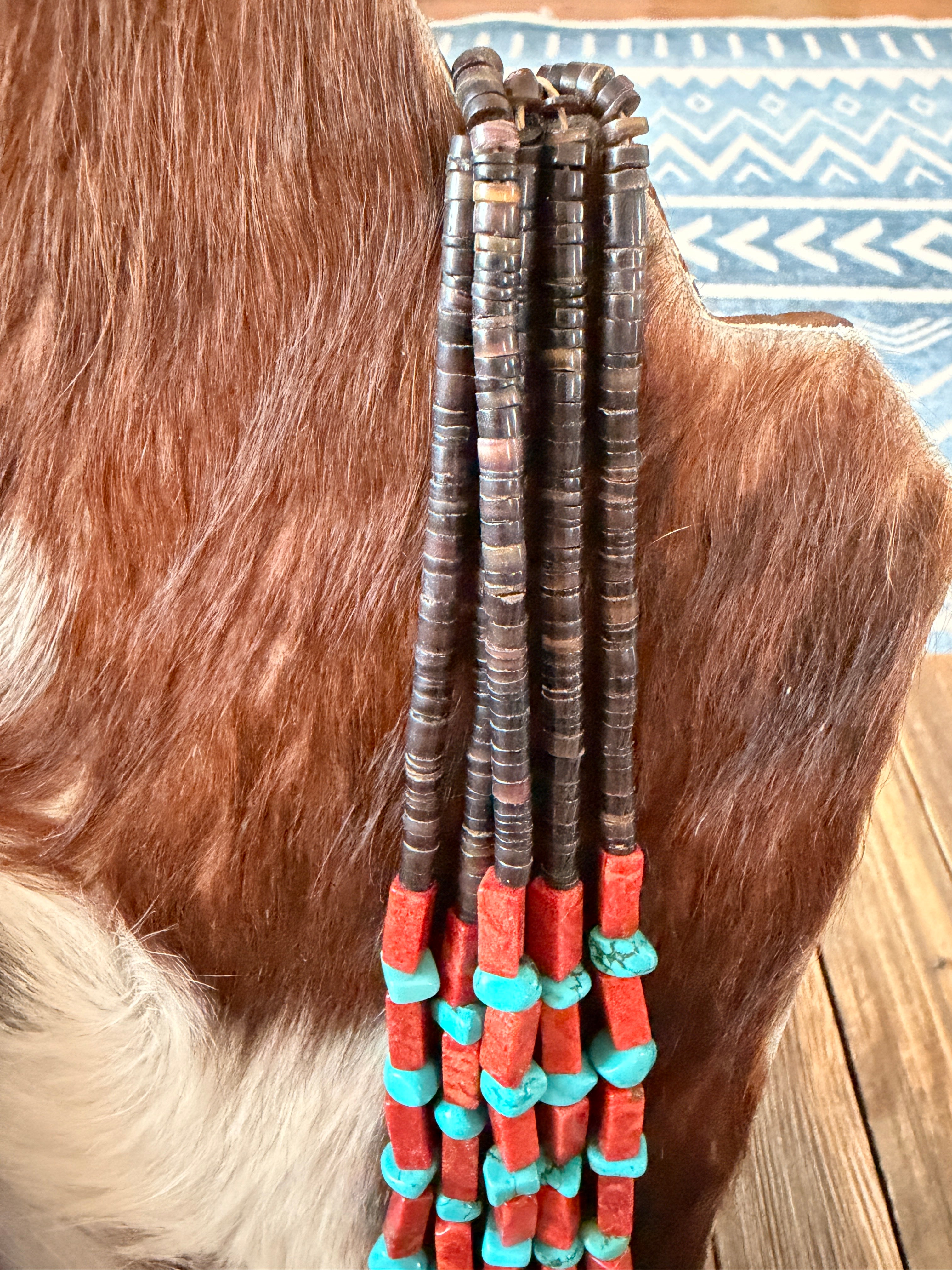 Old Pawn Handcrafted Apple Coral, Turquoise & Heishi Beaded 36” Necklace