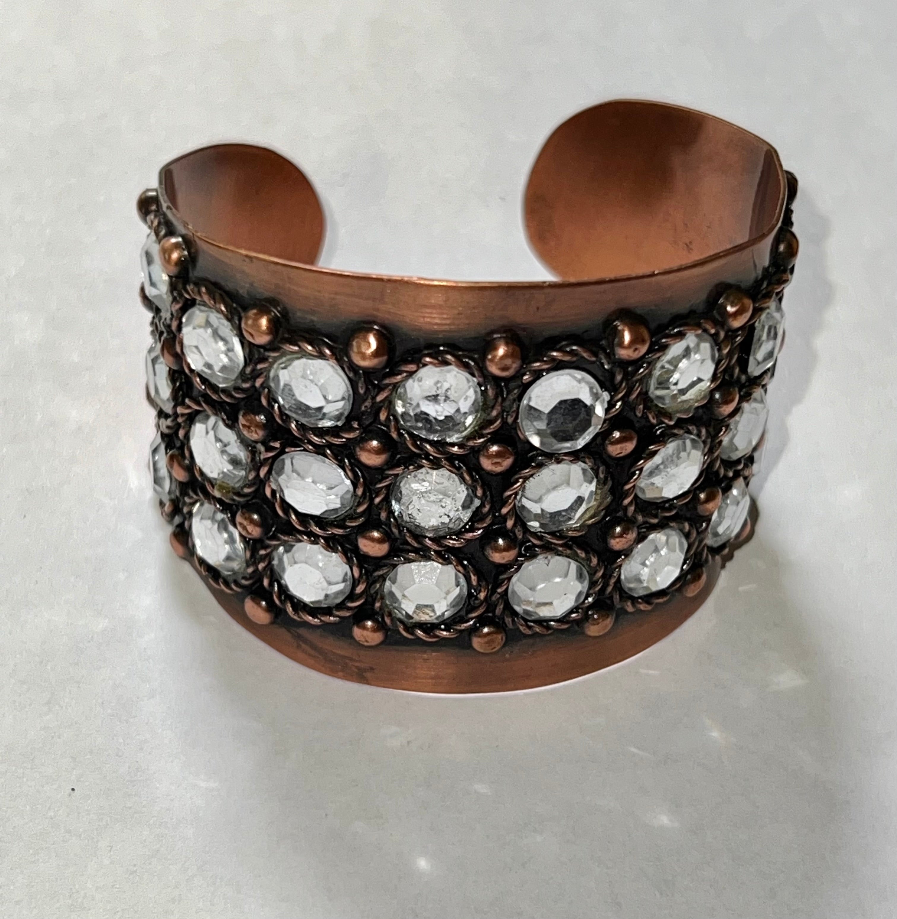 Copper Cuff CZ Bracelet