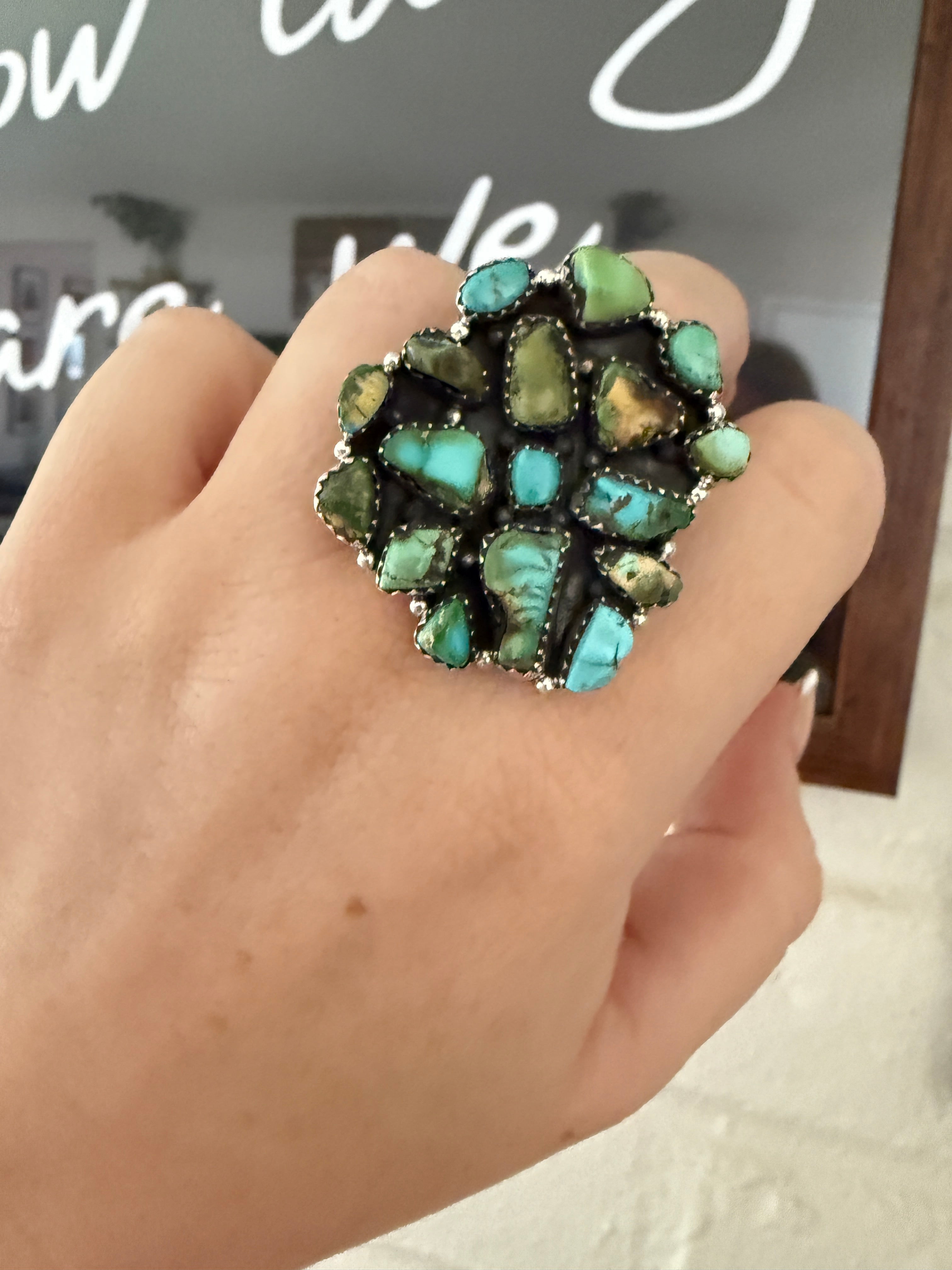 Handmade Sonoran Turquoise & Sterling Silver Adjustable Ring