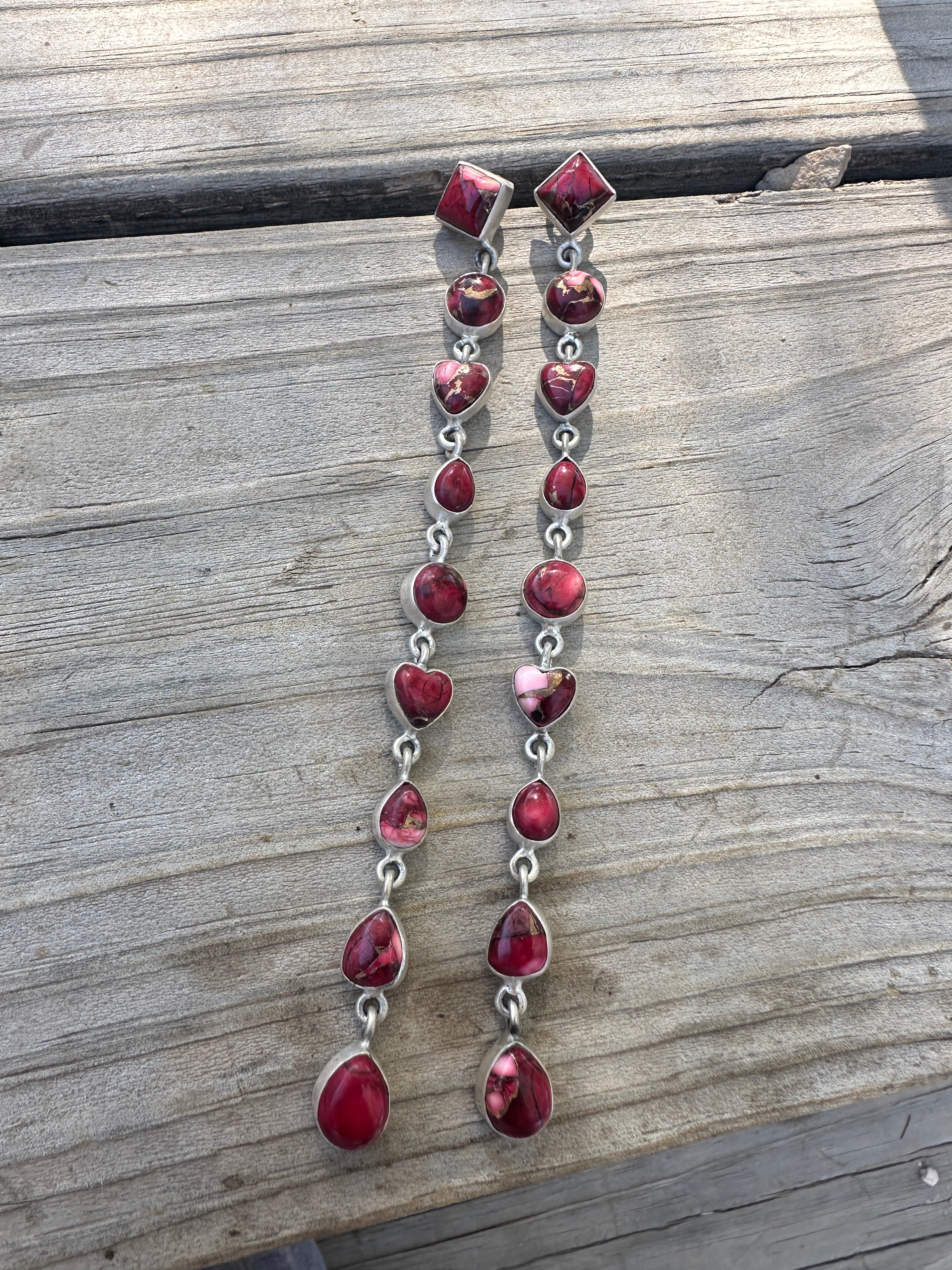 HONKY TONK Handmade Sterling Silver Dahlia Rose Dangles