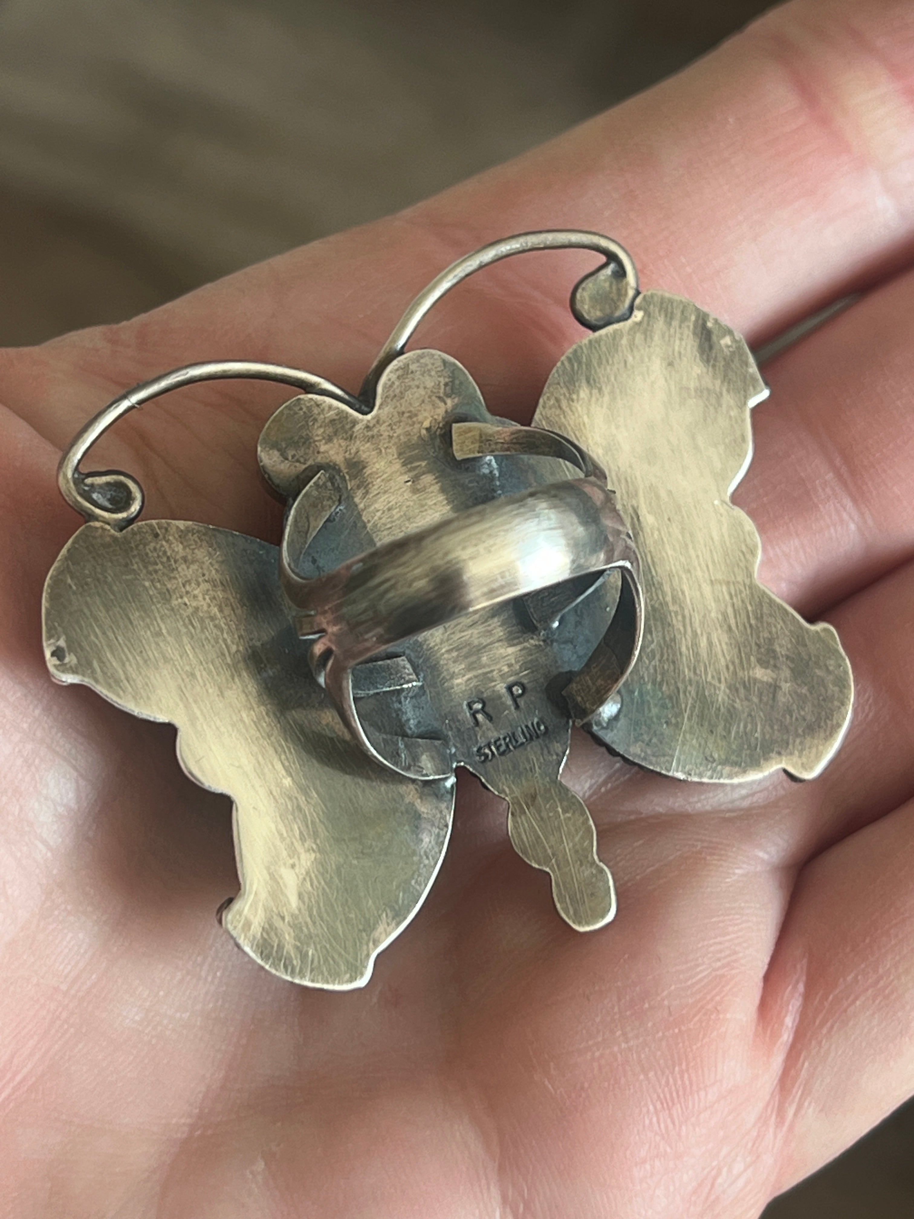 Sterling Silver and Egyptian Turquoise Butterfly Ring by Rosella Paxson, Size 9