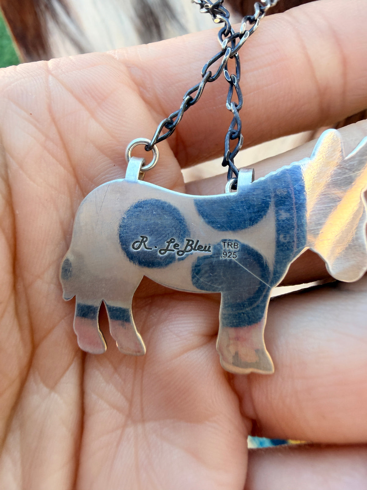 Handmade Sterling Silver & Turquoise Donkey Necklace