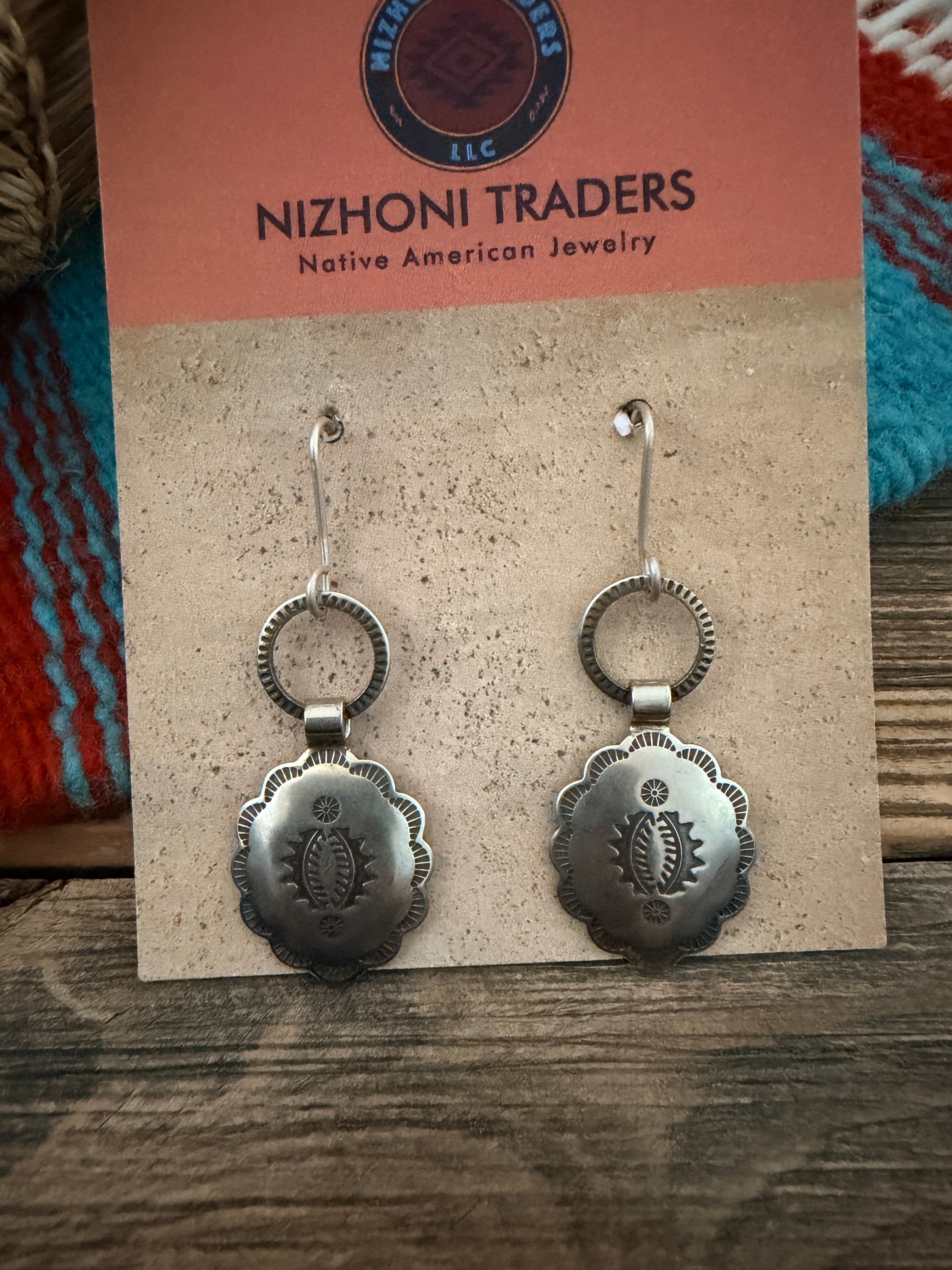 Handcrafted Sterling Silver Concho Dangle Earrings