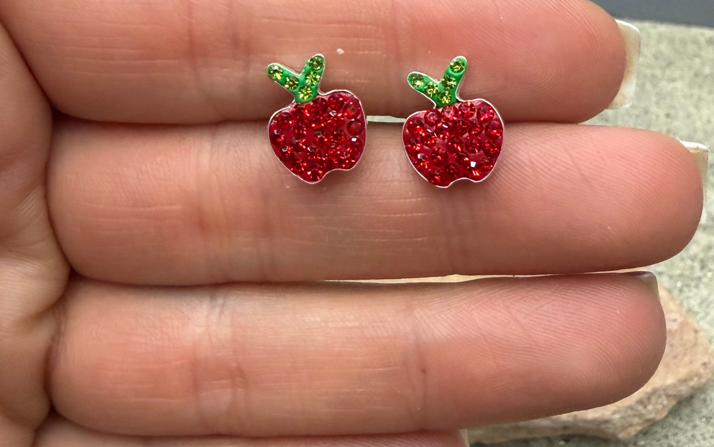 Apple CZ Sterling Silver Earrings
