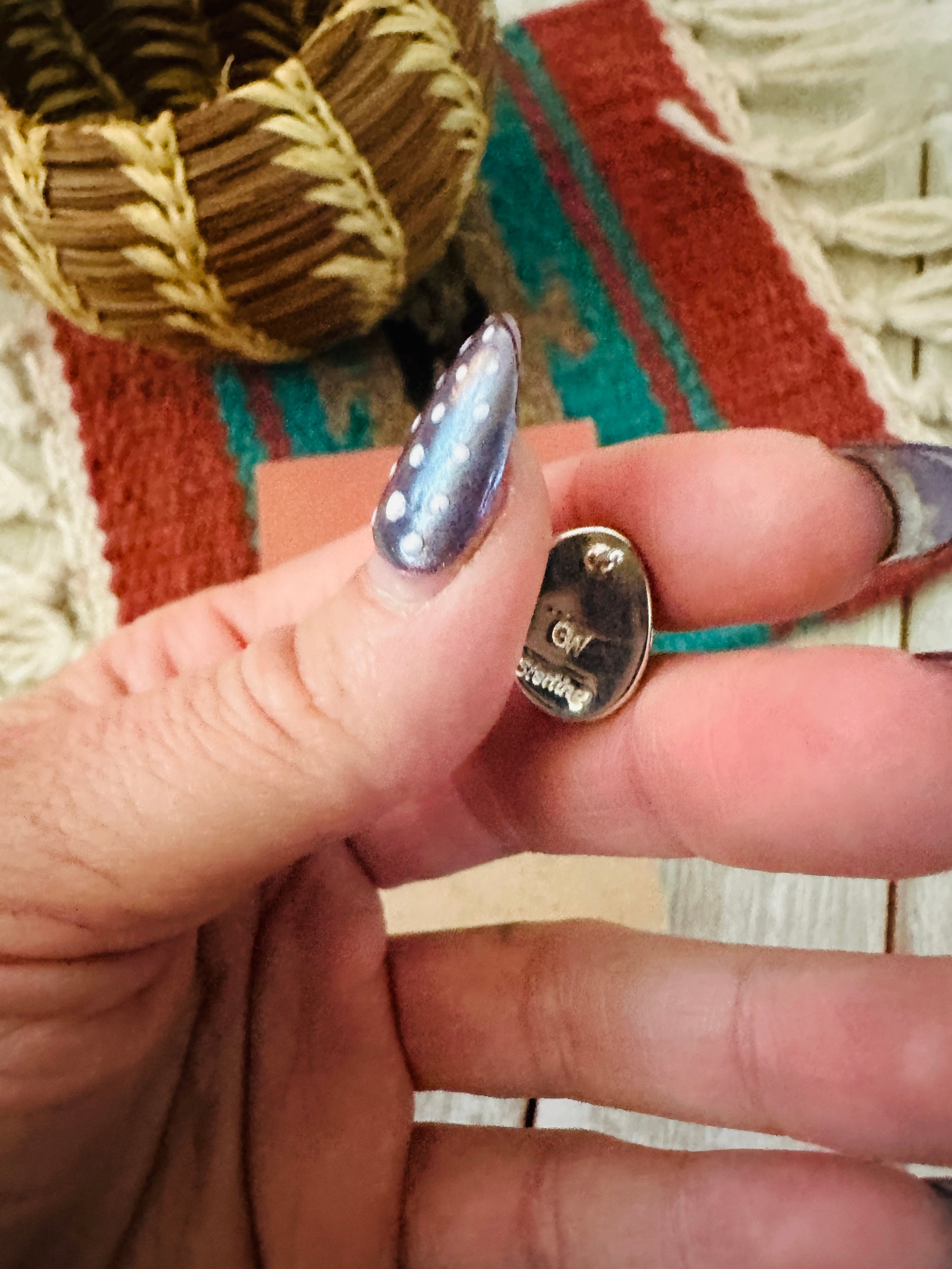 Handcrafted Sterling Silver & Turquoise Stud Earrings 14R