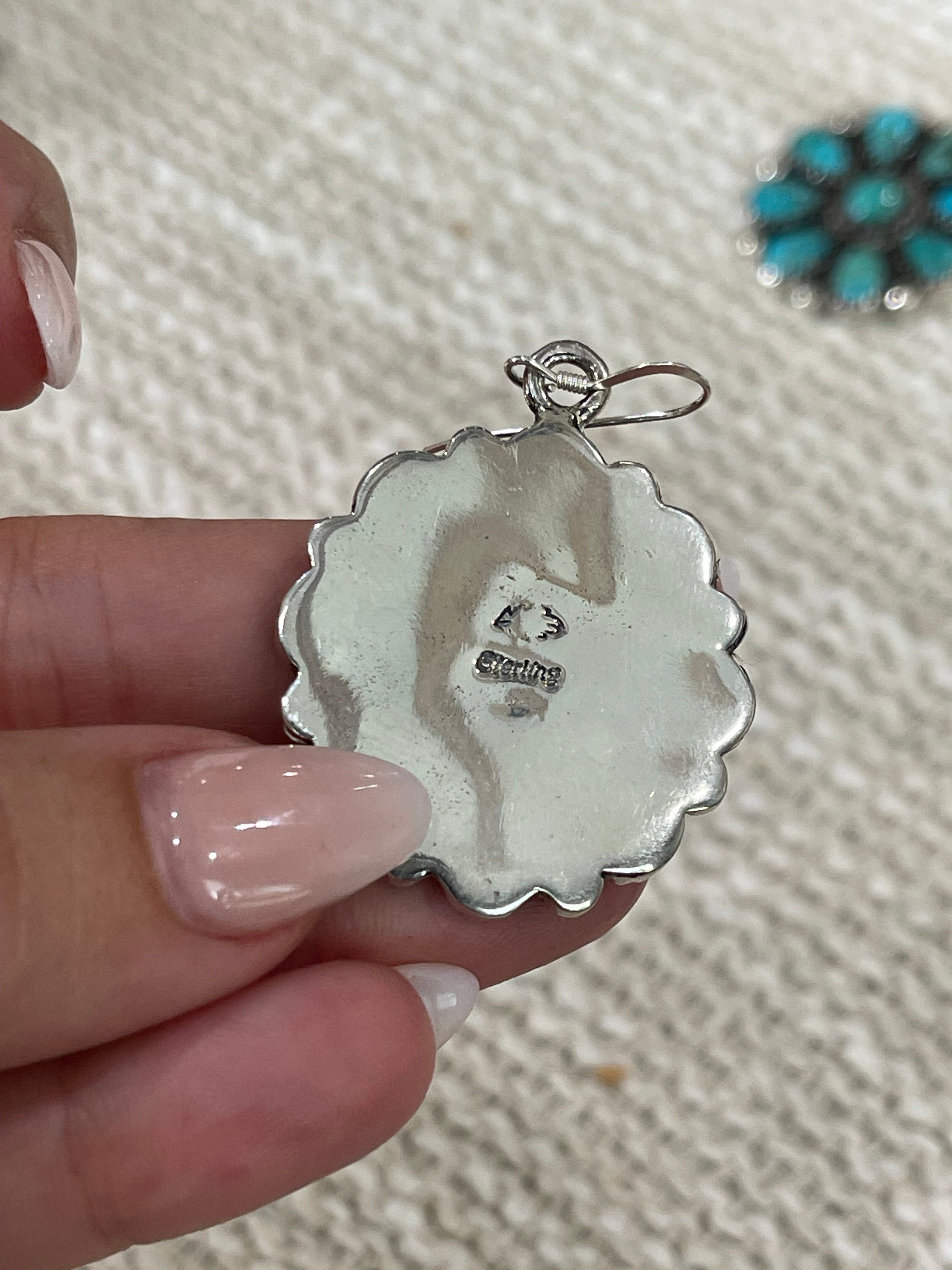 Beautiful Handmade Sterling Silver & Turquoise Cluster Necklace And Earring Set