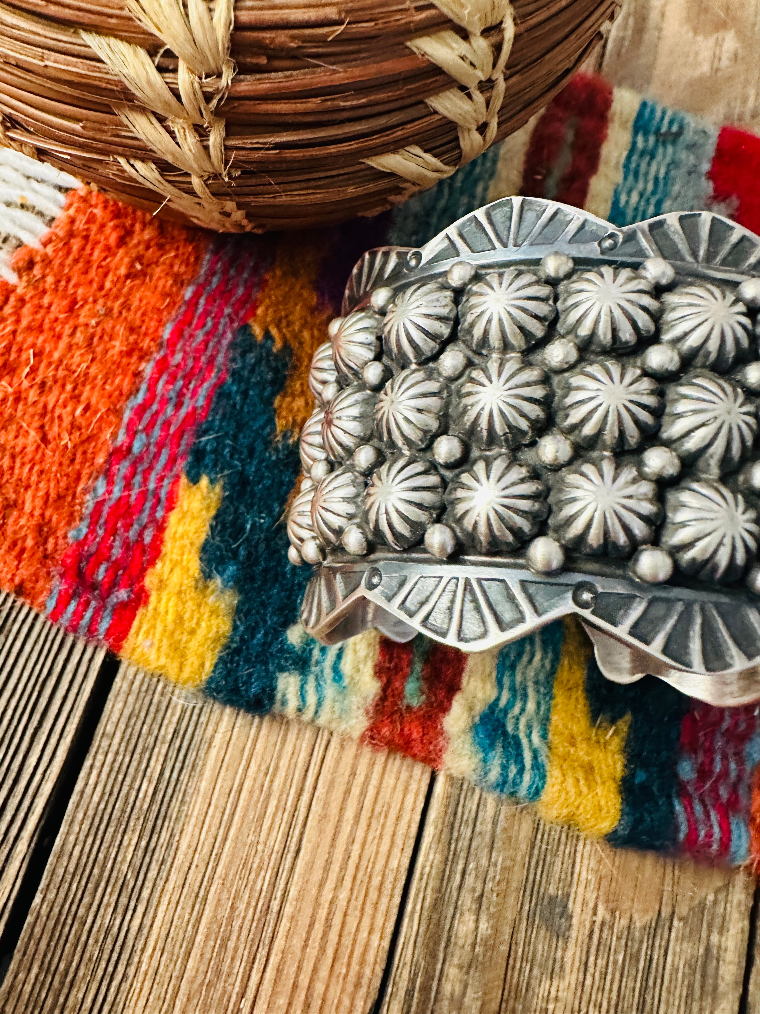 Handcrafted Sterling Silver Studded Cuff Bracelet by Leroy James