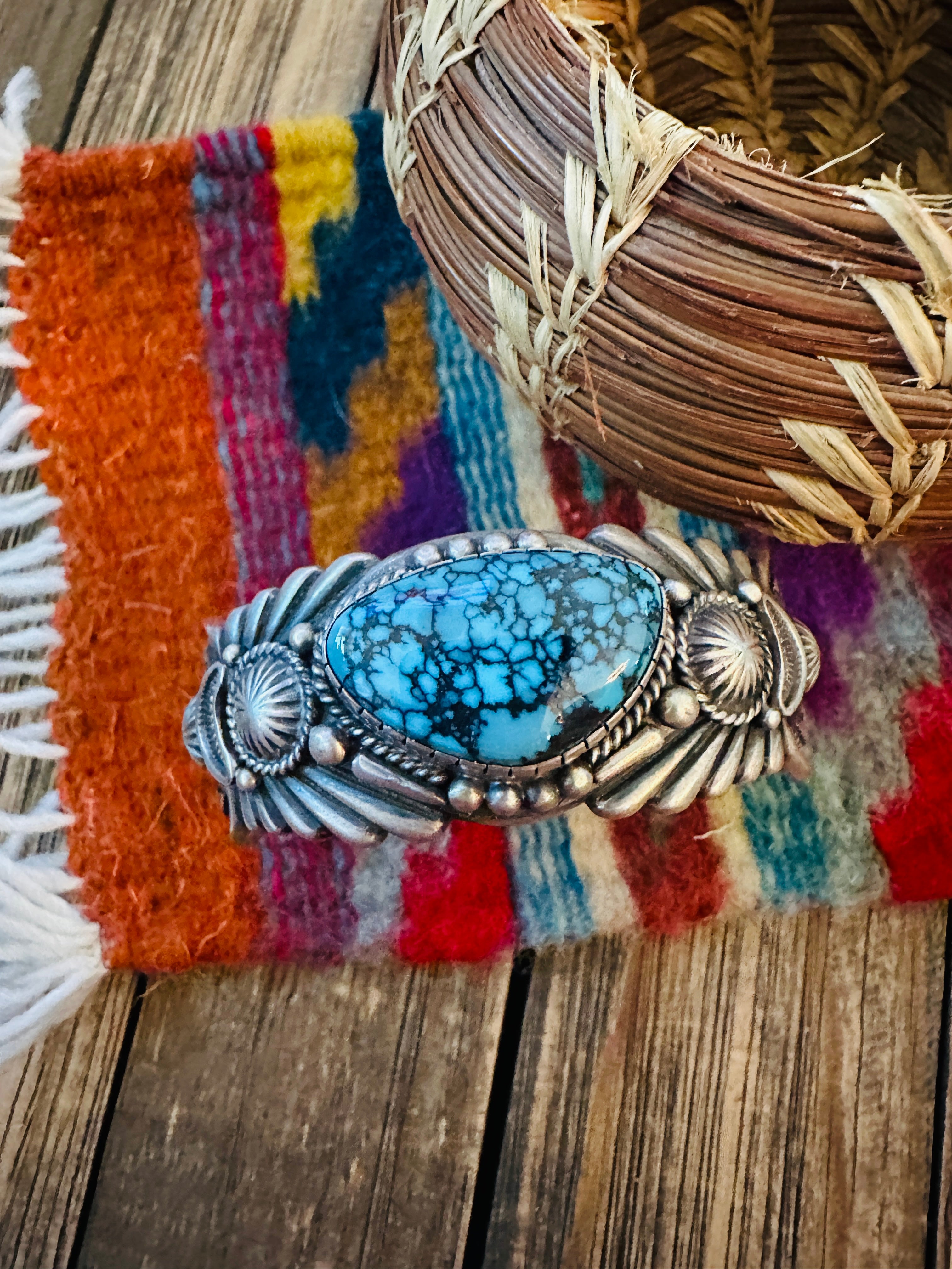 Handcrafted Tibetan Turquoise & Sterling Silver Cuff Bracelet