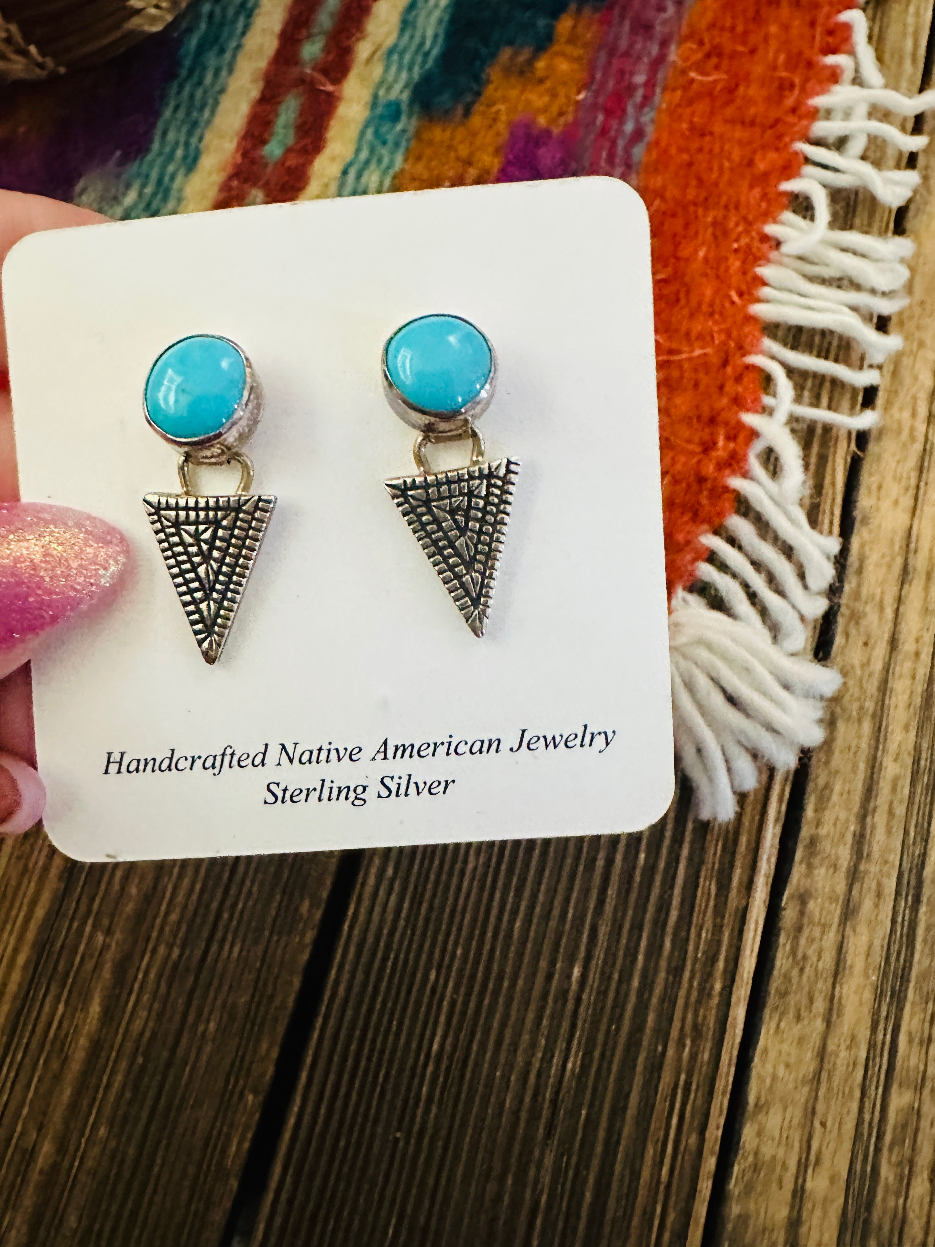 Handcrafted Turquoise & Sterling Silver Dangle Earrings