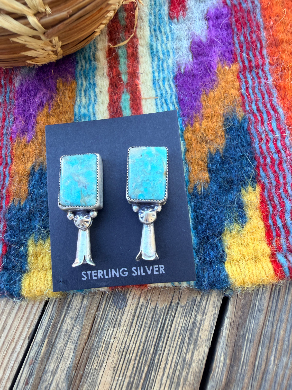 Handcrafted Turquoise & Sterling Silver Blossom Post Earrings