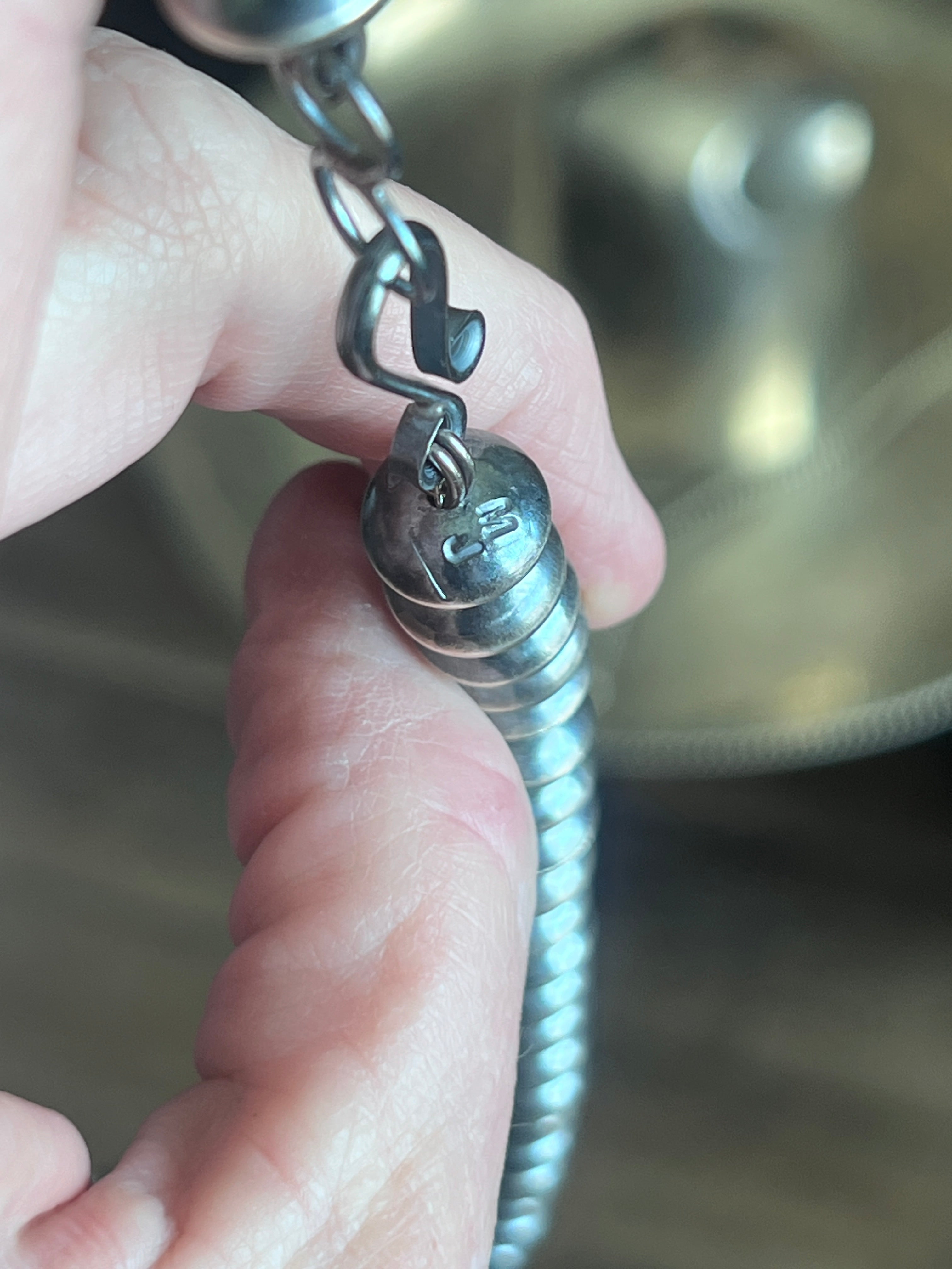 Handcrafted 11mm Sterling Silver Saucer Pearl Bead Necklace by Michelle Jameson, 20-1/2 inches