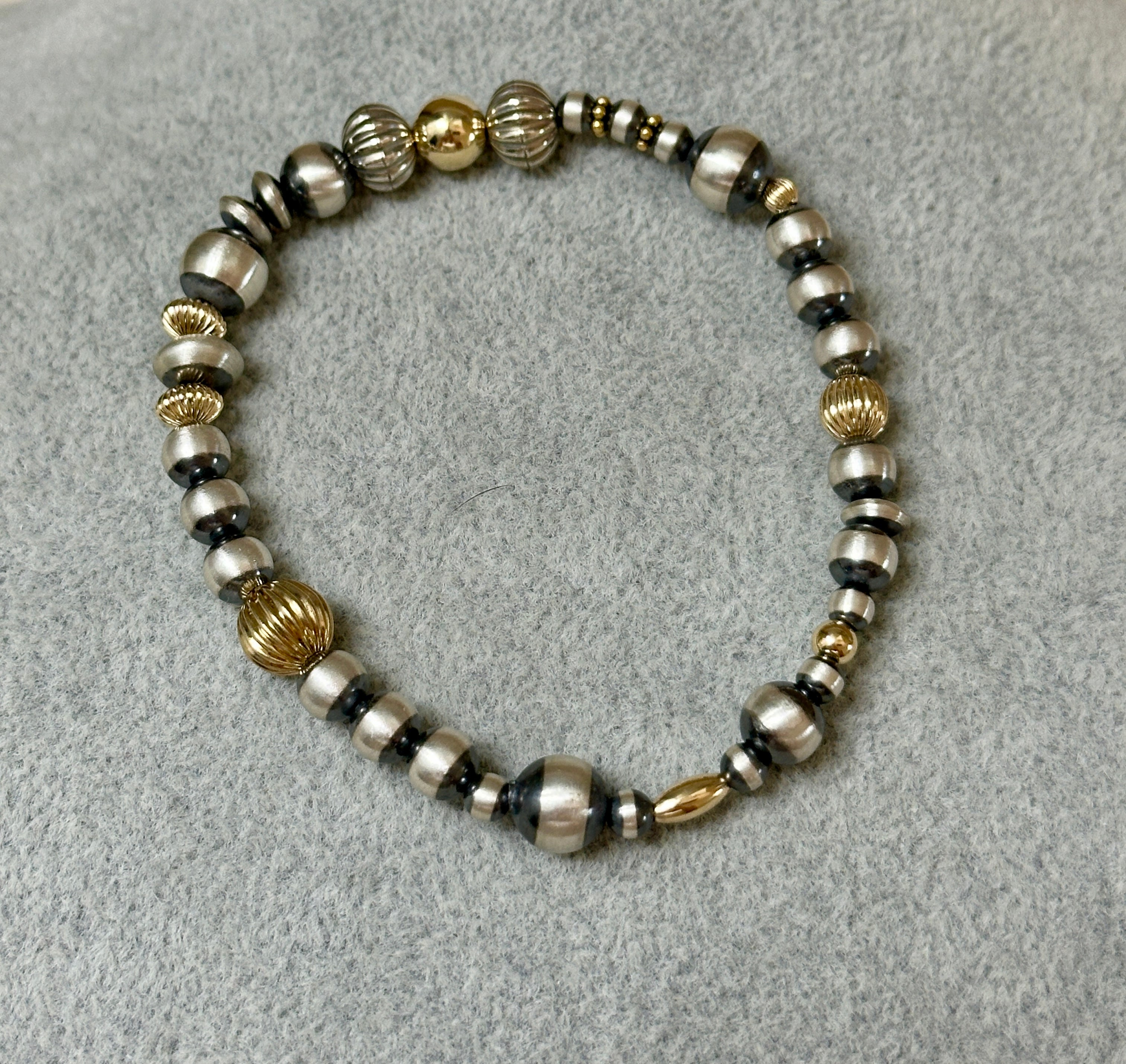 Handcrafted Gold Plated Silver & Sterling Silver Pearl Beaded Bracelet