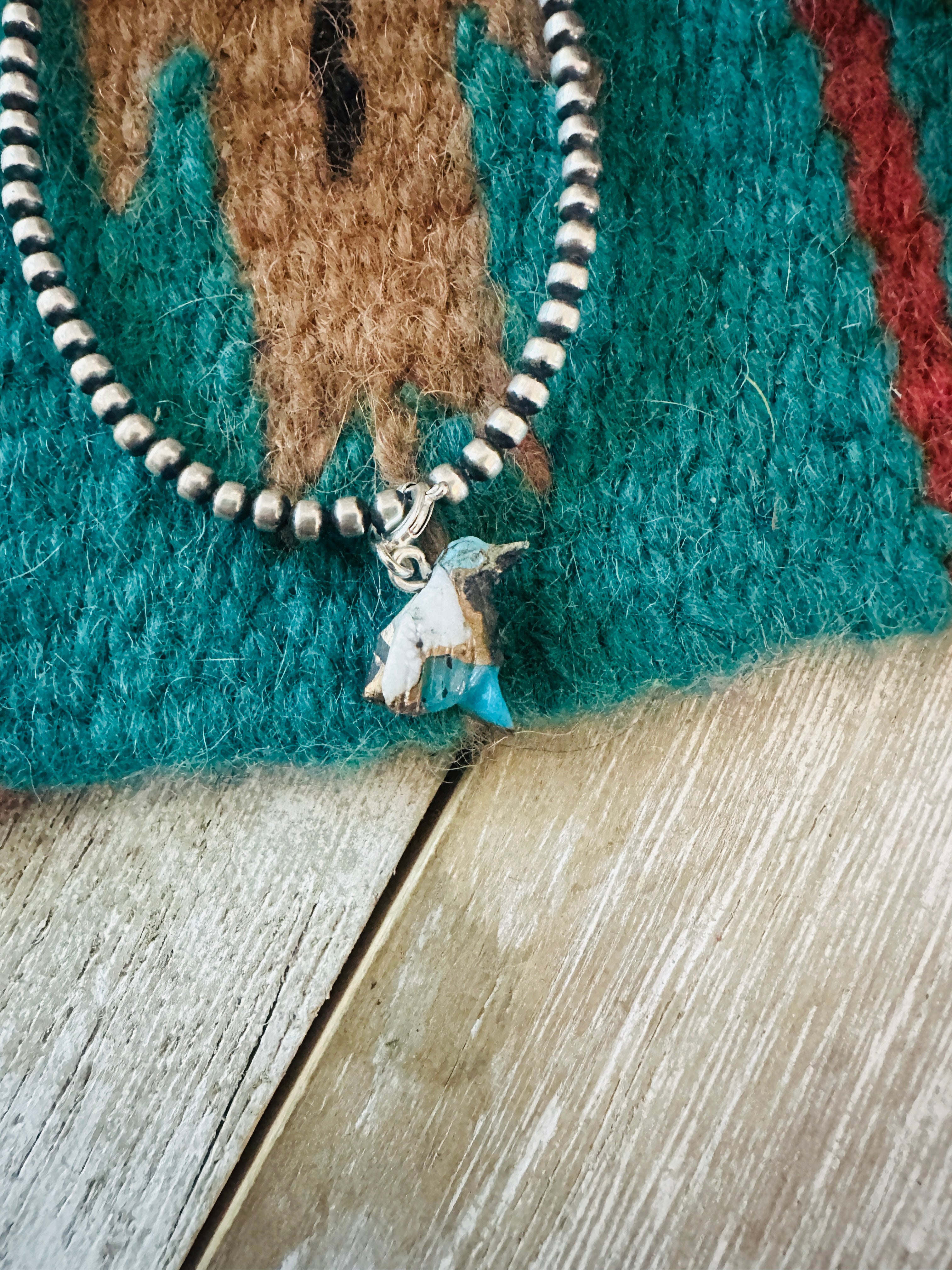 Handcrafted & Hand Carved Blue Mojave Bird Charm