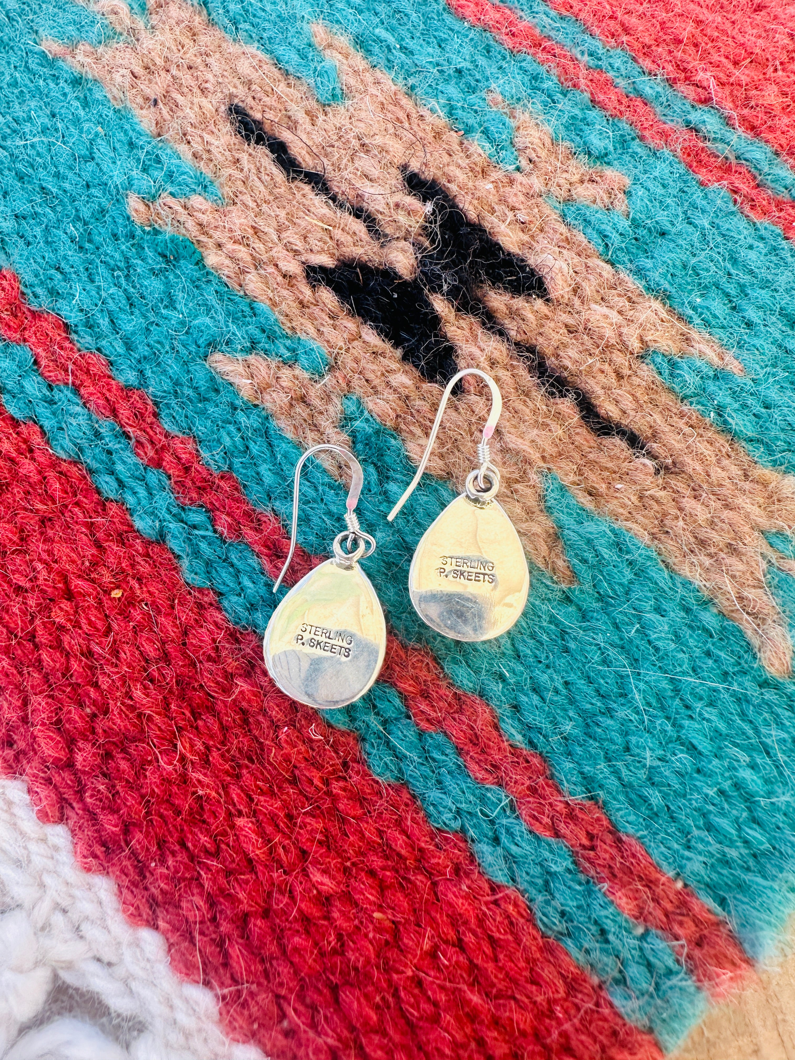 Handcrafted Sterling Silver Apple Coral Teardrop Earrings