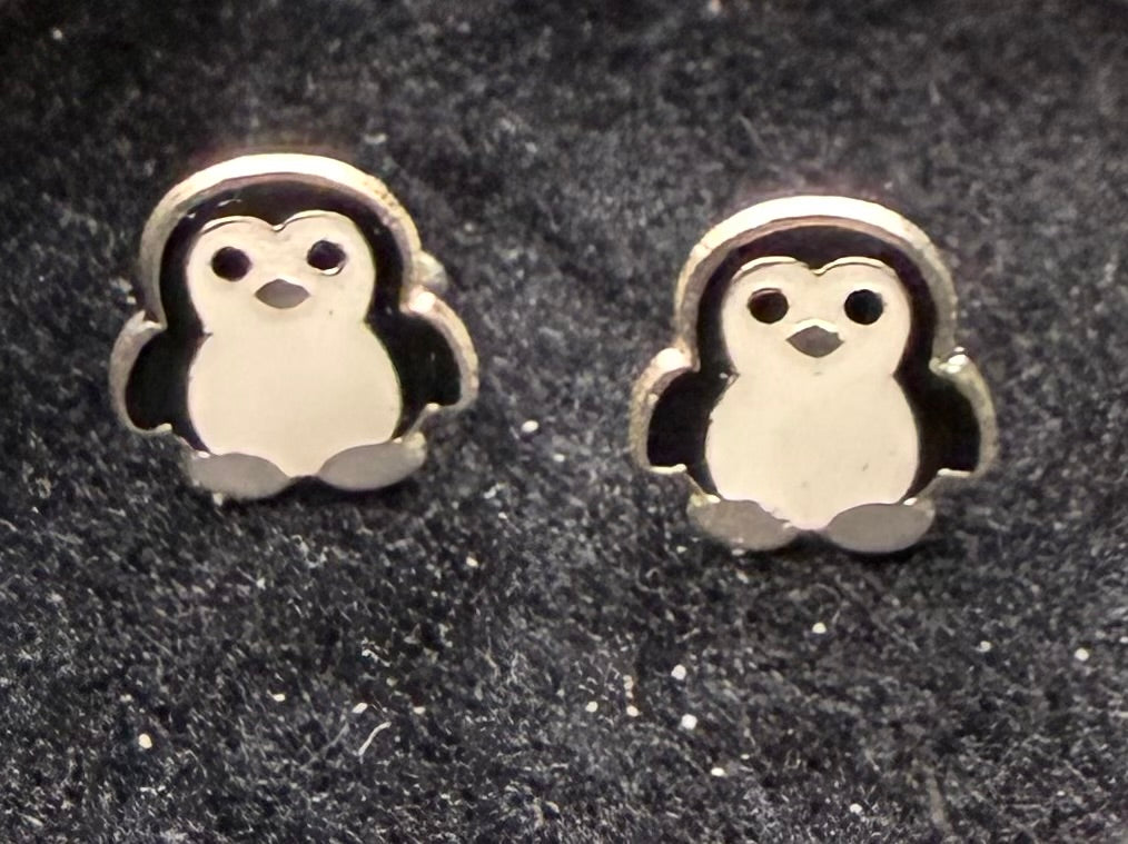 Penguin Sterling Silver Stud Earrings