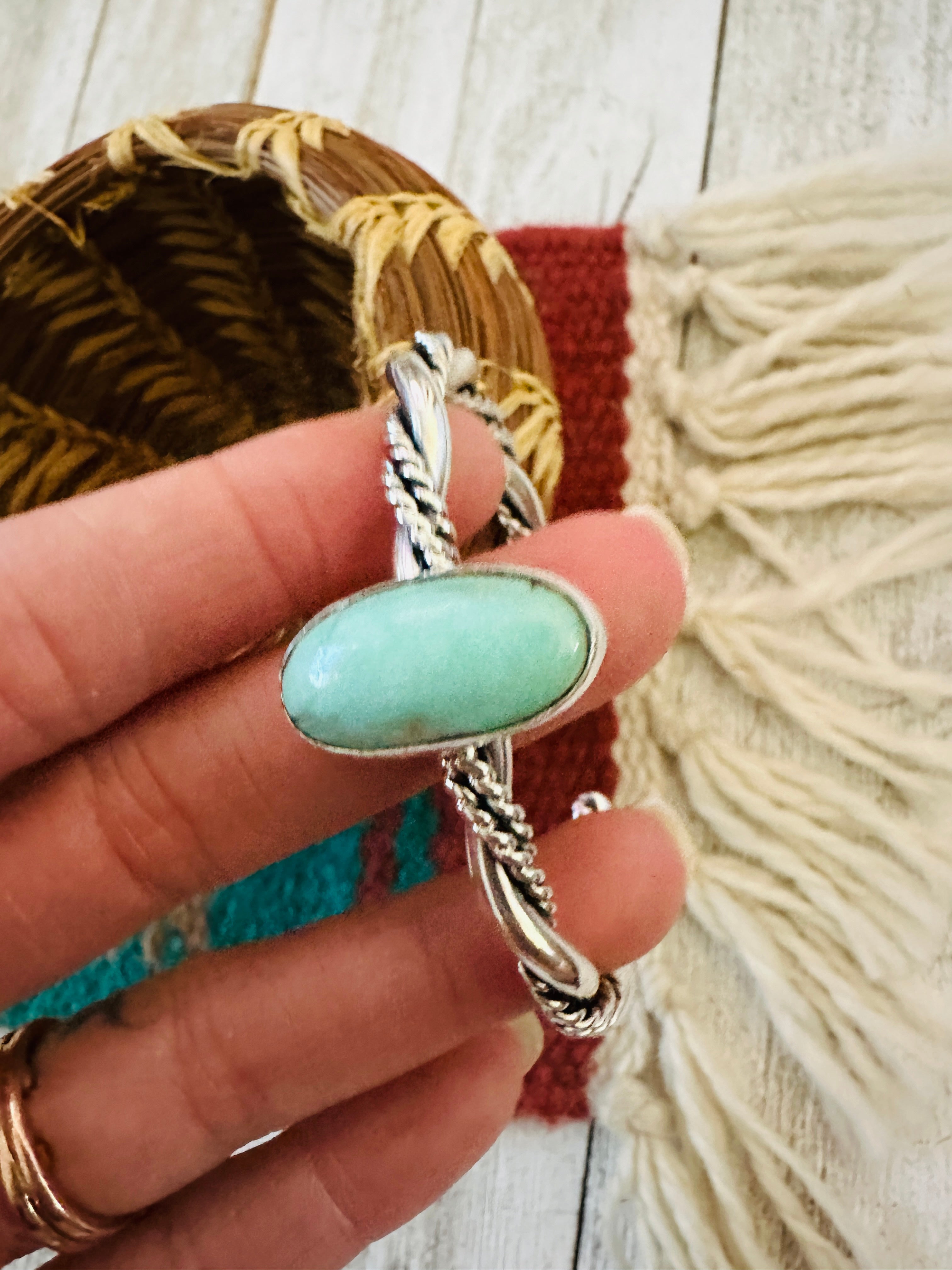 Handcrafted Twisted Sterling Silver & Turquoise Cuff Bracelet