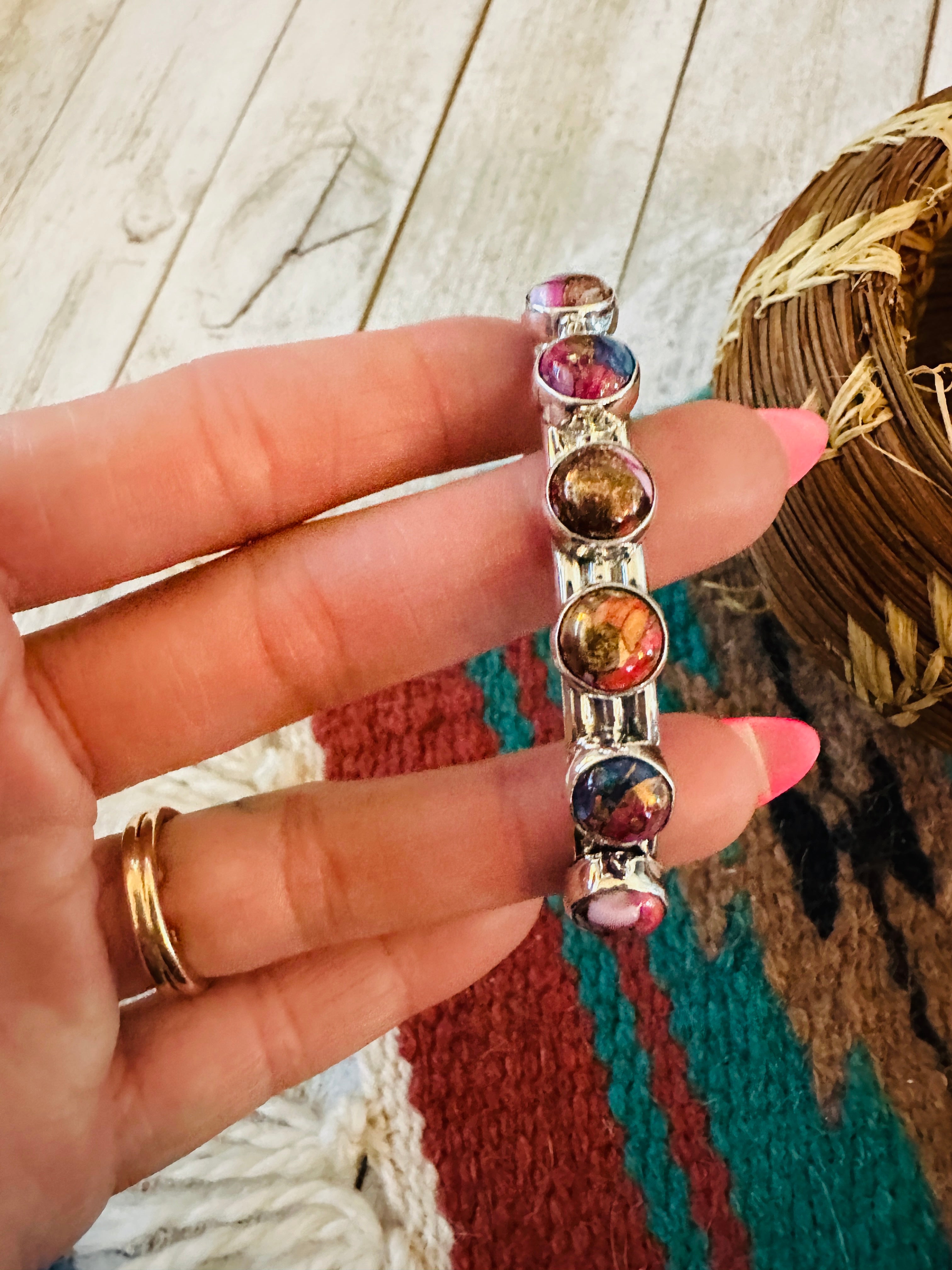 Handcrafted Sterling Silver & Pink Dream Mojave Cuff Bracelet