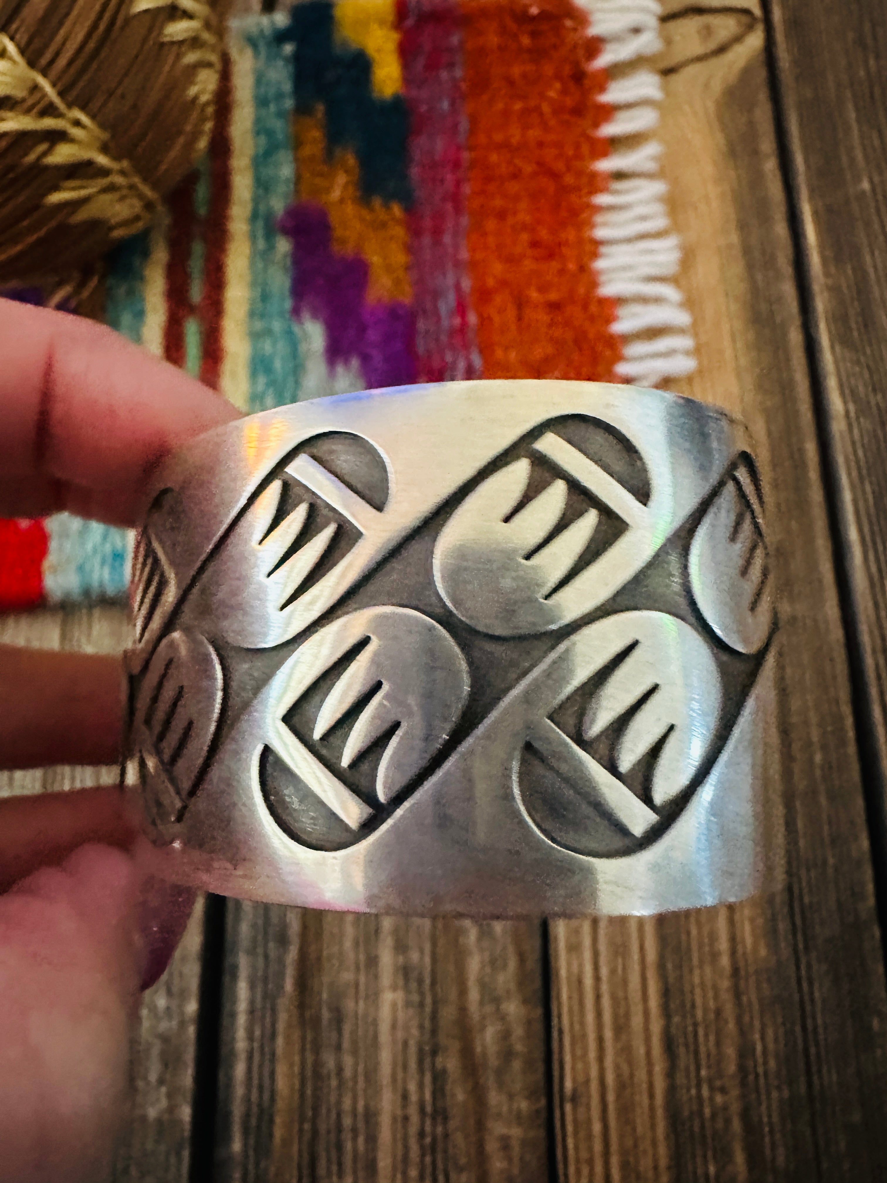 Handcrafted Old Pawn Sterling Silver Bear Paw Cuff Bracelet