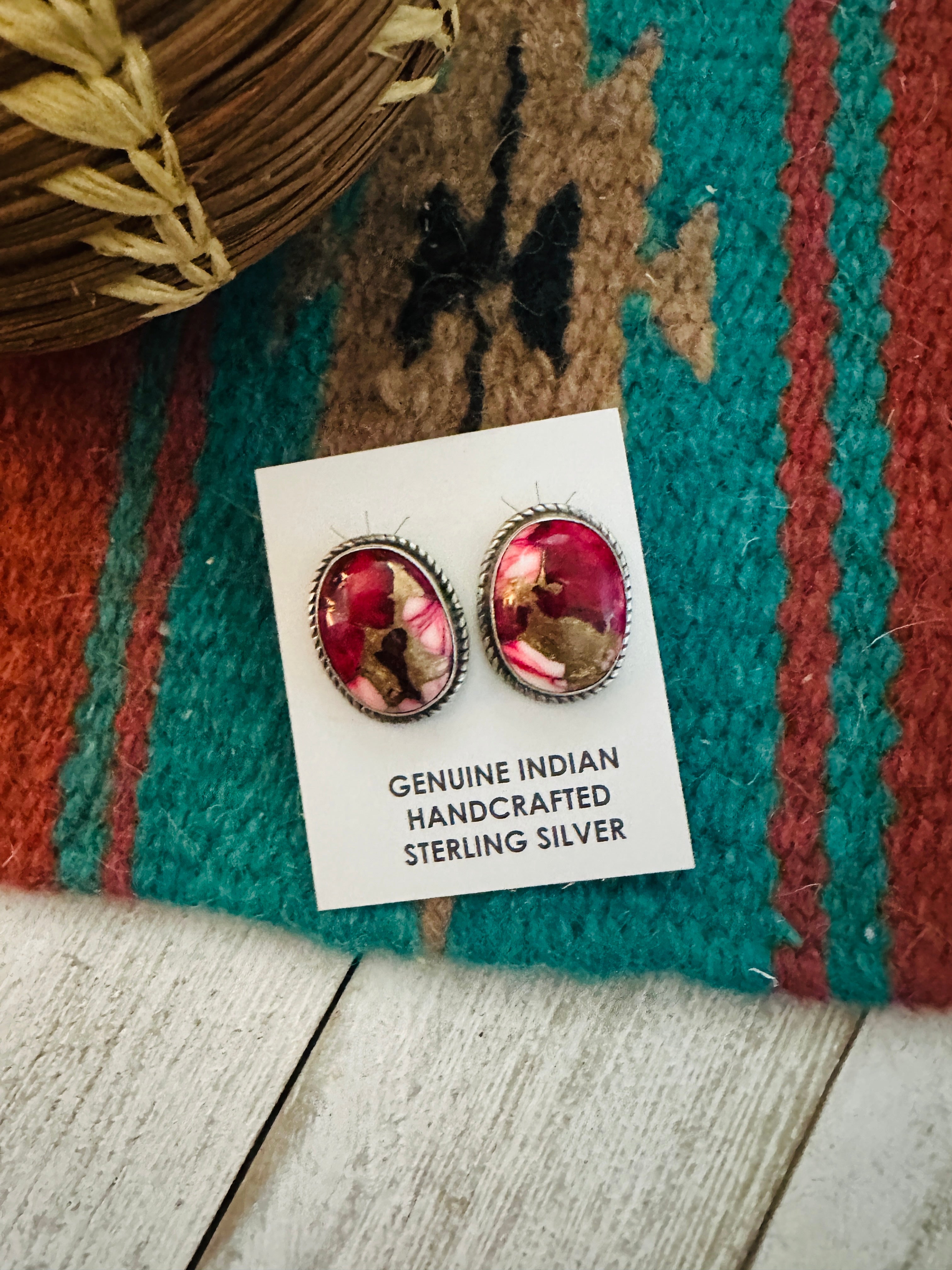 Handcrafted Sterling Silver & Rose Dahlia Post Earrings