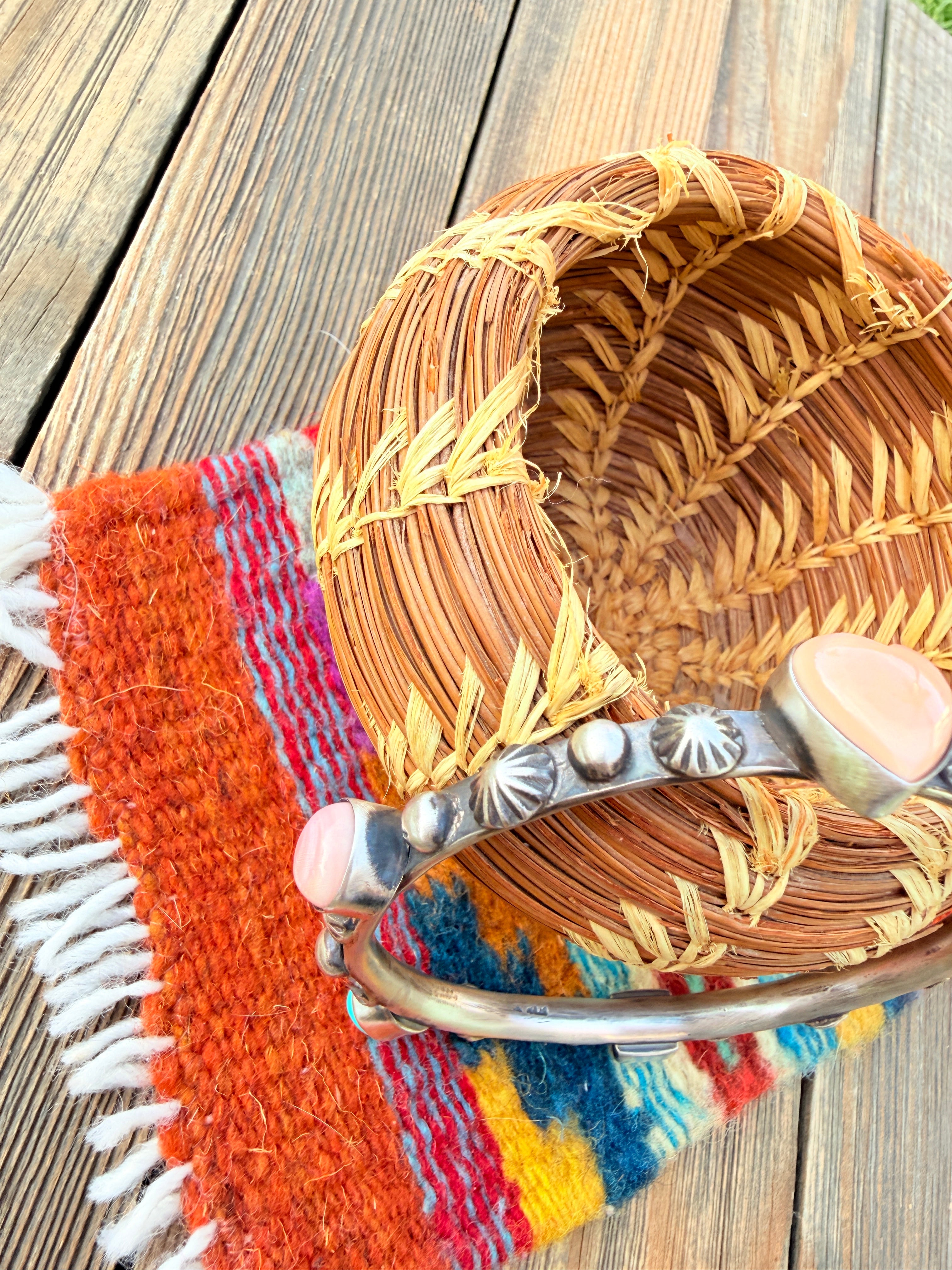Handcrafted Multi Stone & Sterling Silver Bangle Bracelet by Chimney Butte