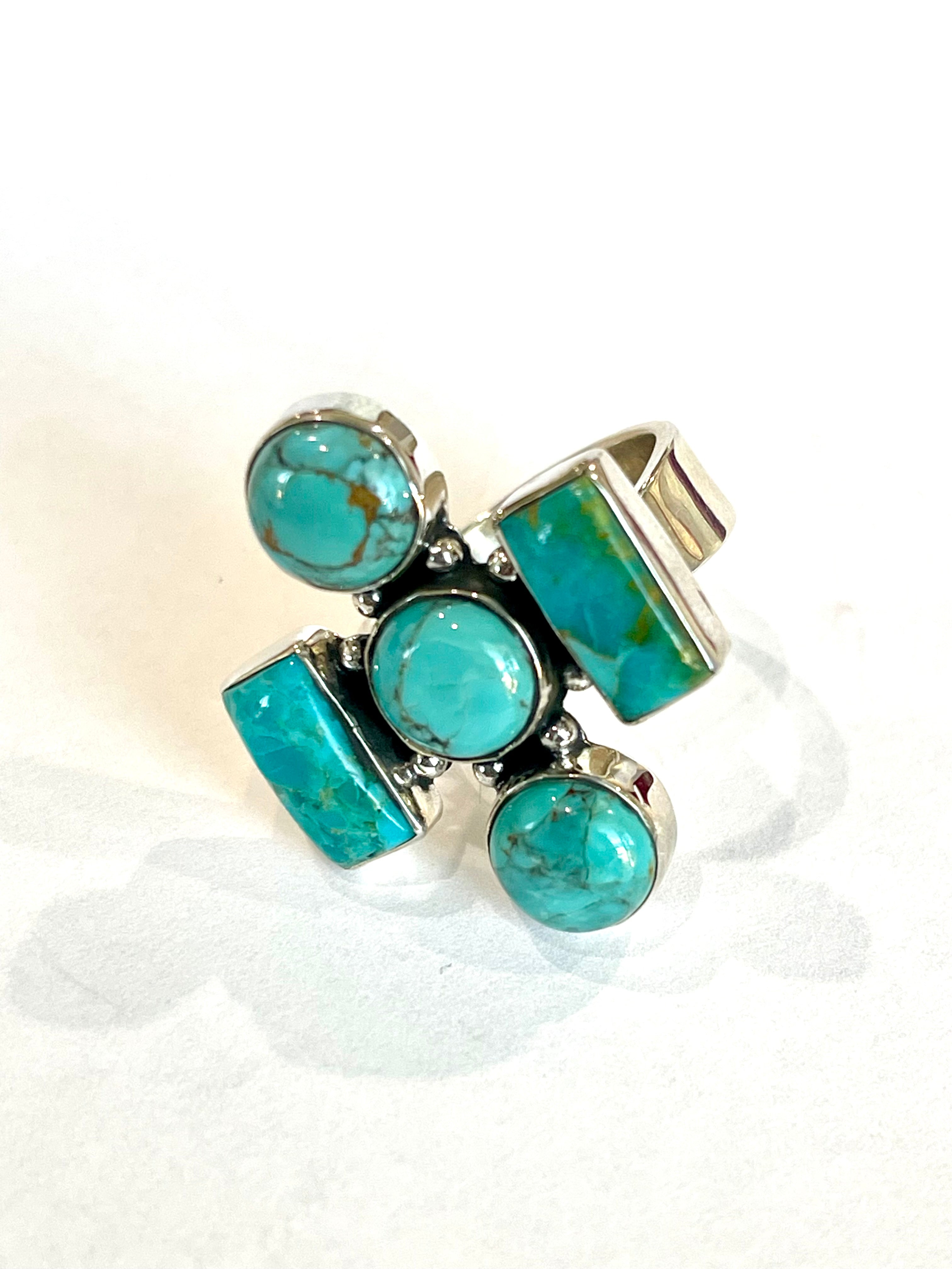 Handmade Turquoise And Sterling Silver Adjustable Ring