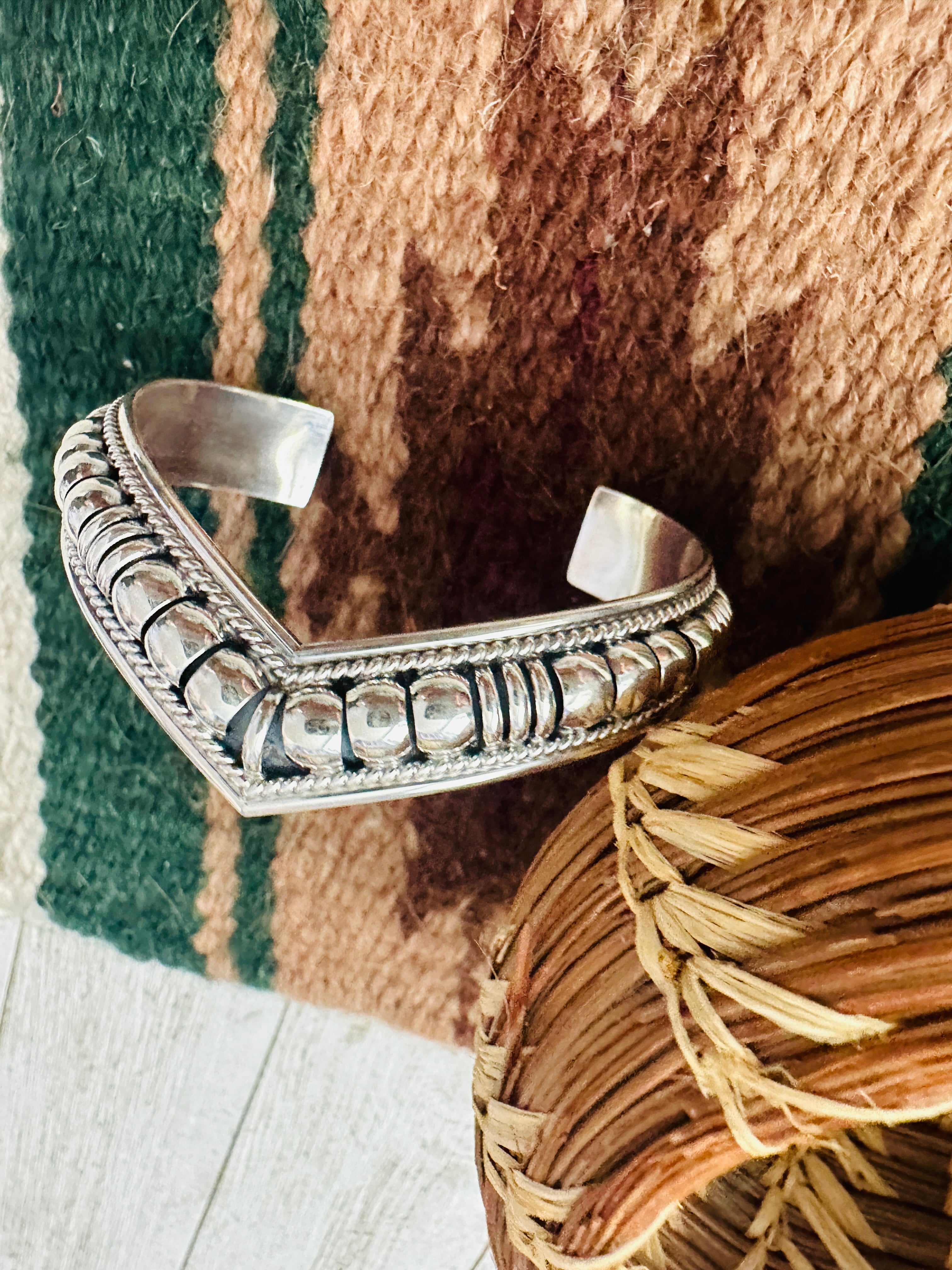 Handcrafted Rolled Sterling Silver Cuff Bracelet
