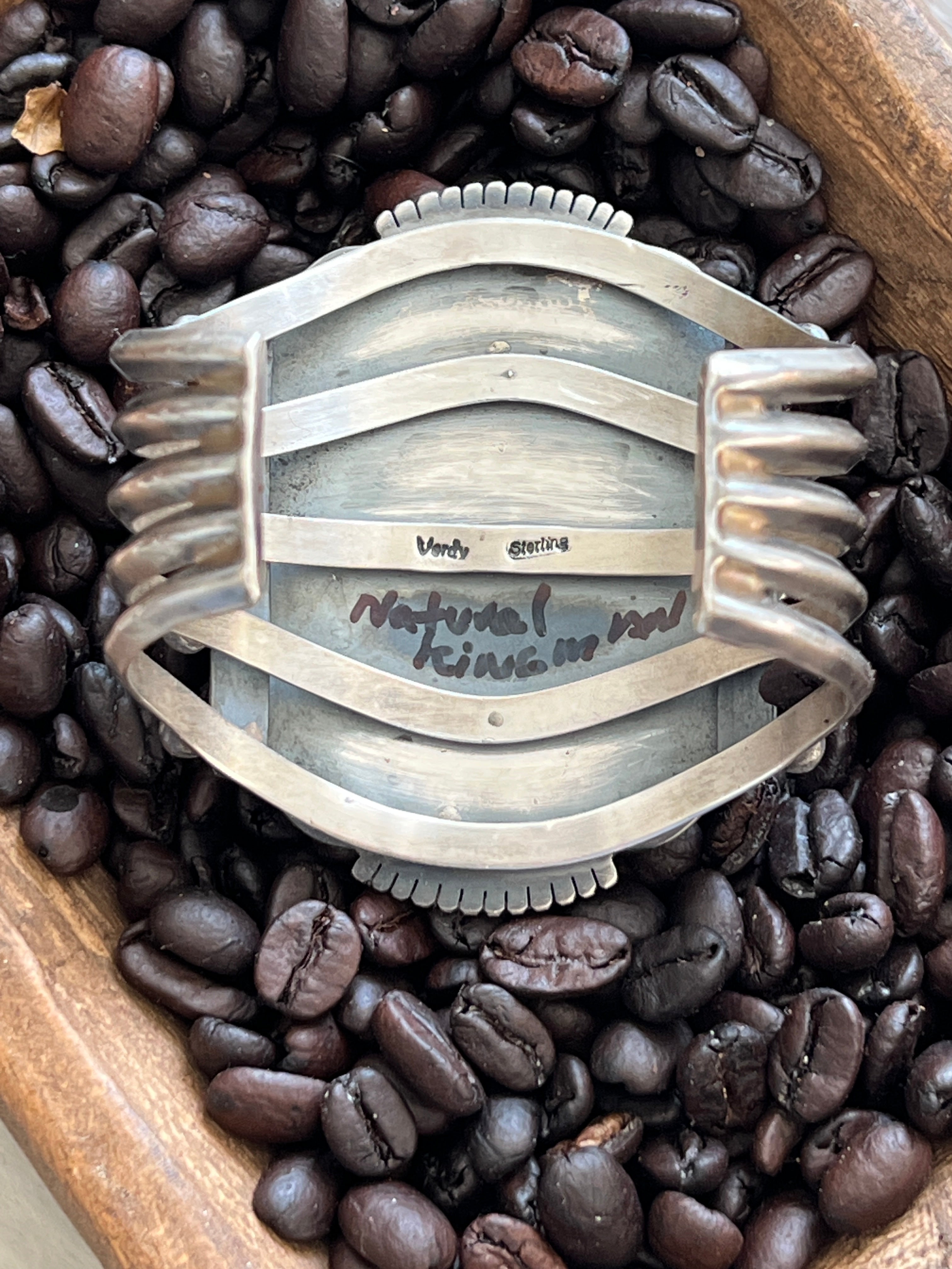 Handcrafted Sterling Silver and Natural Kingman Turquoise Cuff Bracelet by Verdy Jake