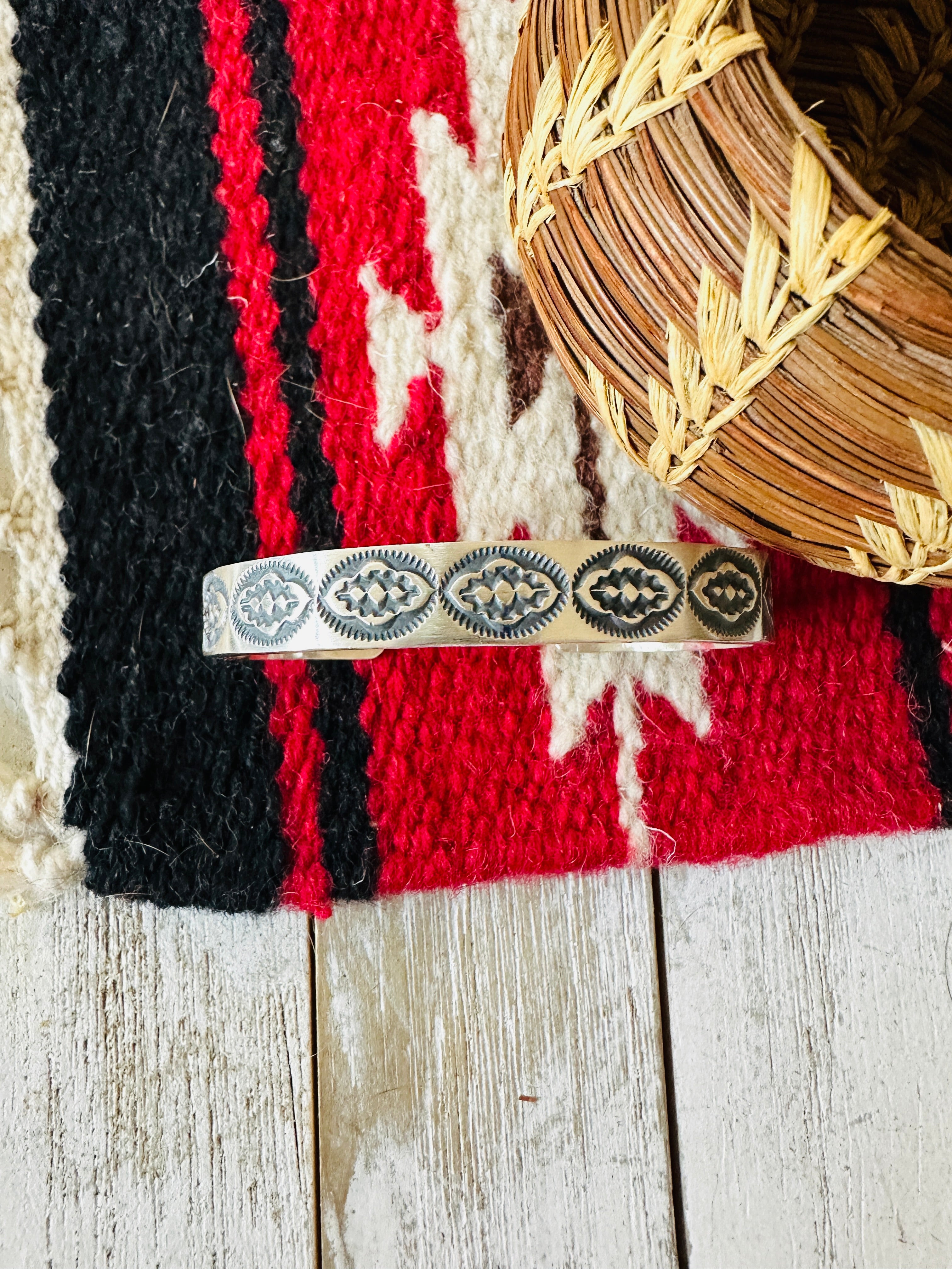 Handcrafted & Hand Stamped Sterling Silver Cuff Bracelet