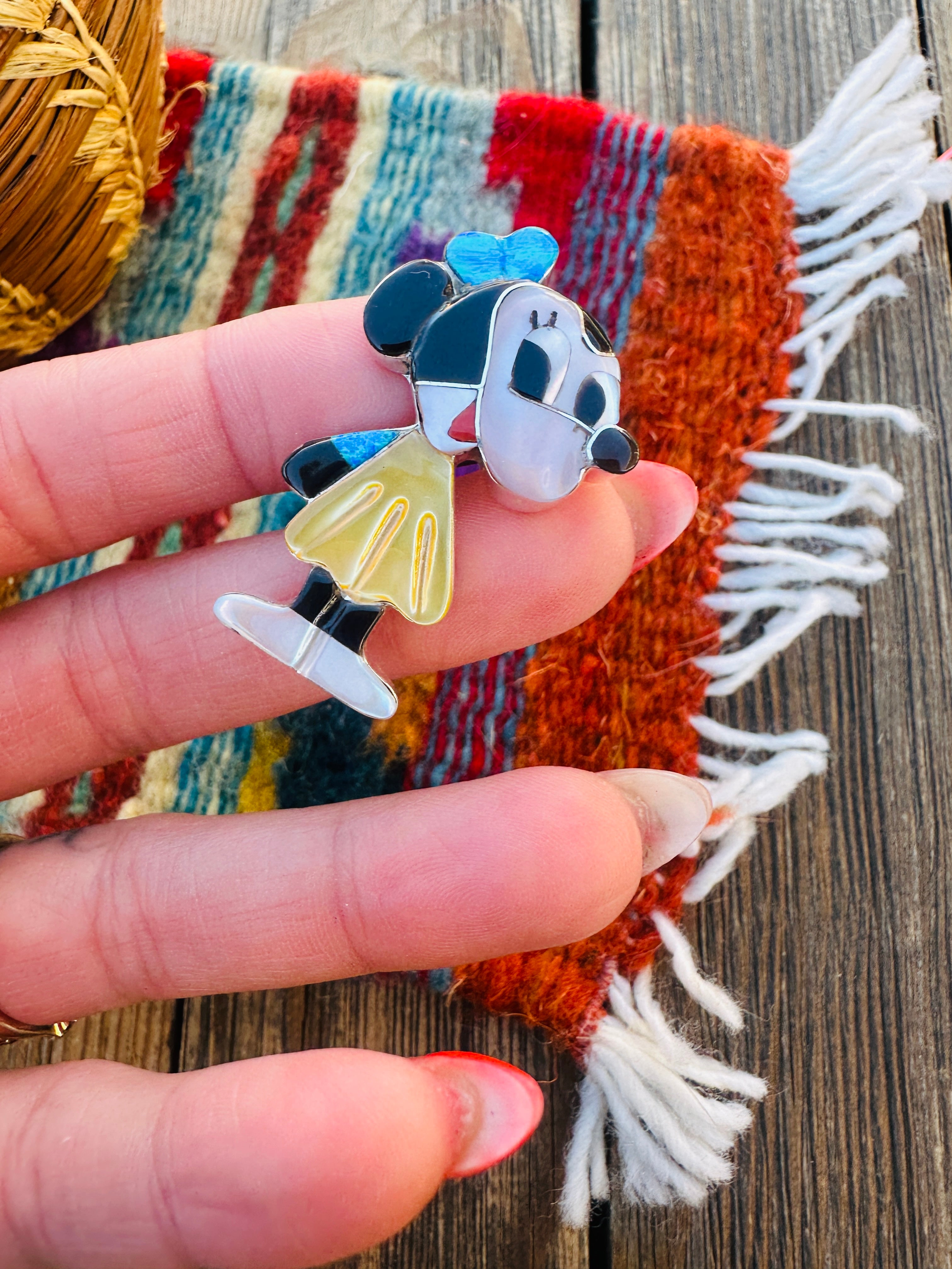 Handcrafted Sterling Silver and Multi Stone Character Brooch/ Pendant