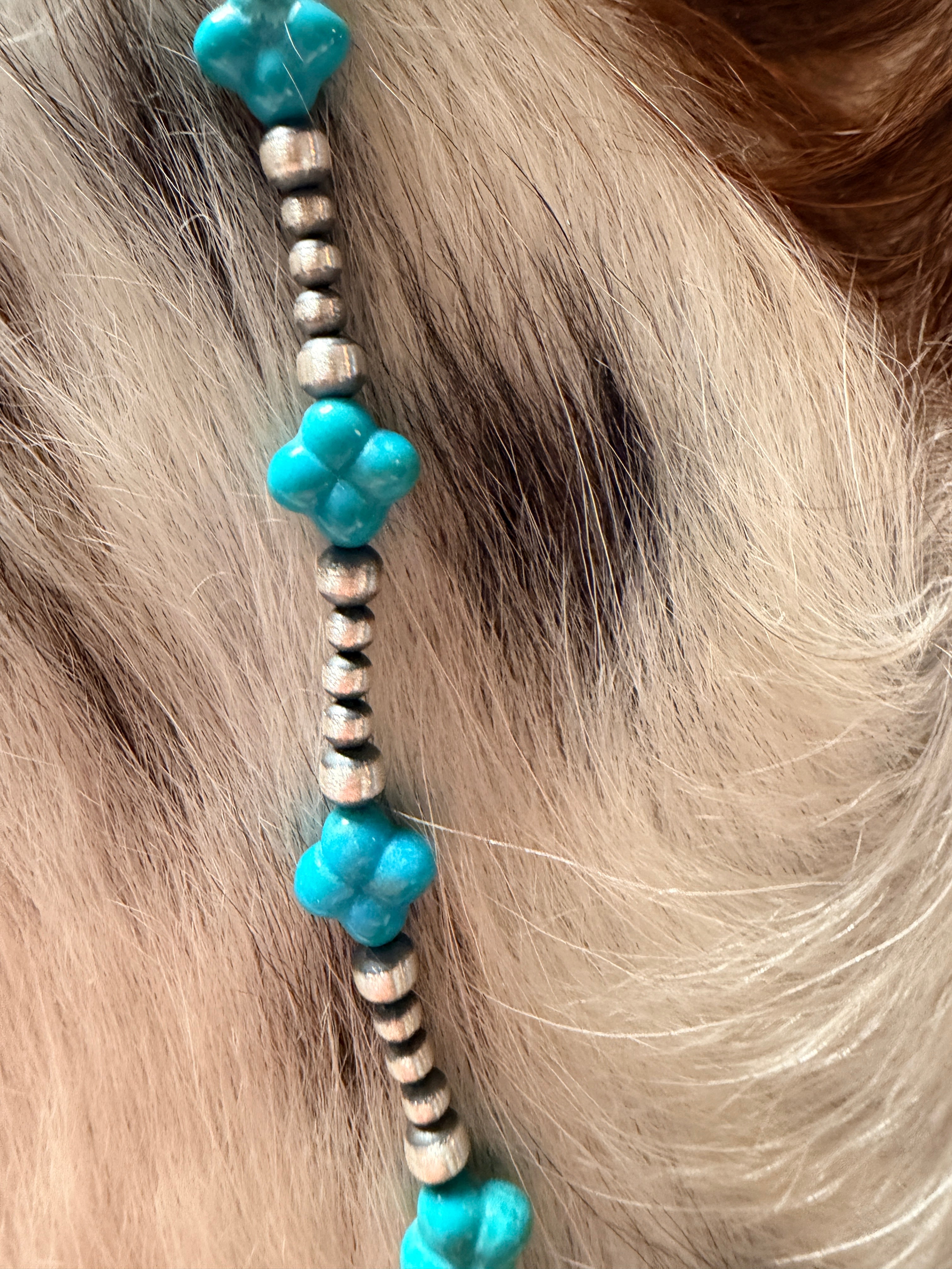Handcrafted Turquoise & Sterling Silver Pearl 20" Beaded Necklace