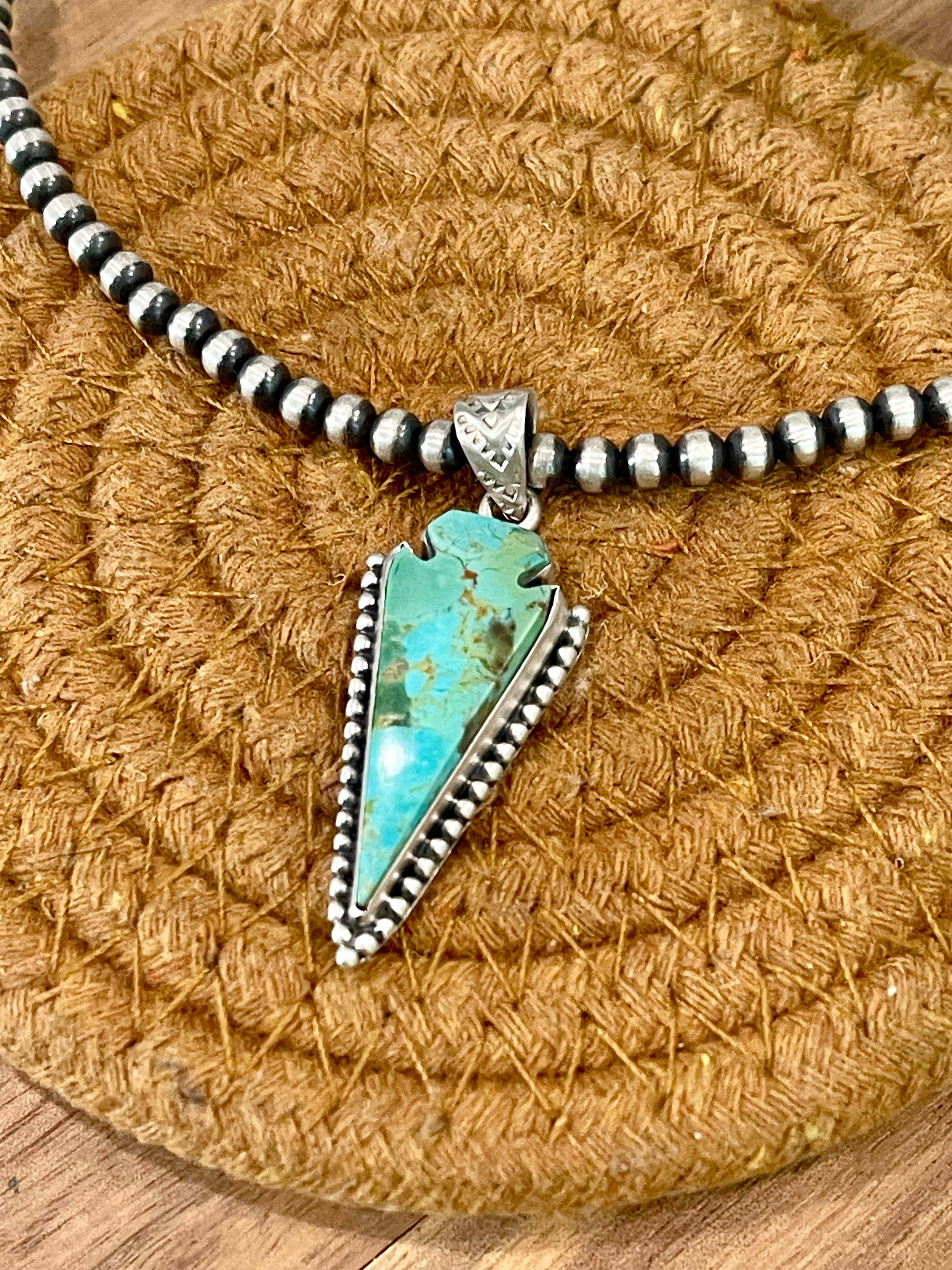 Handmade Sterling Silver & Kingman Turquoise Arrow Pendant