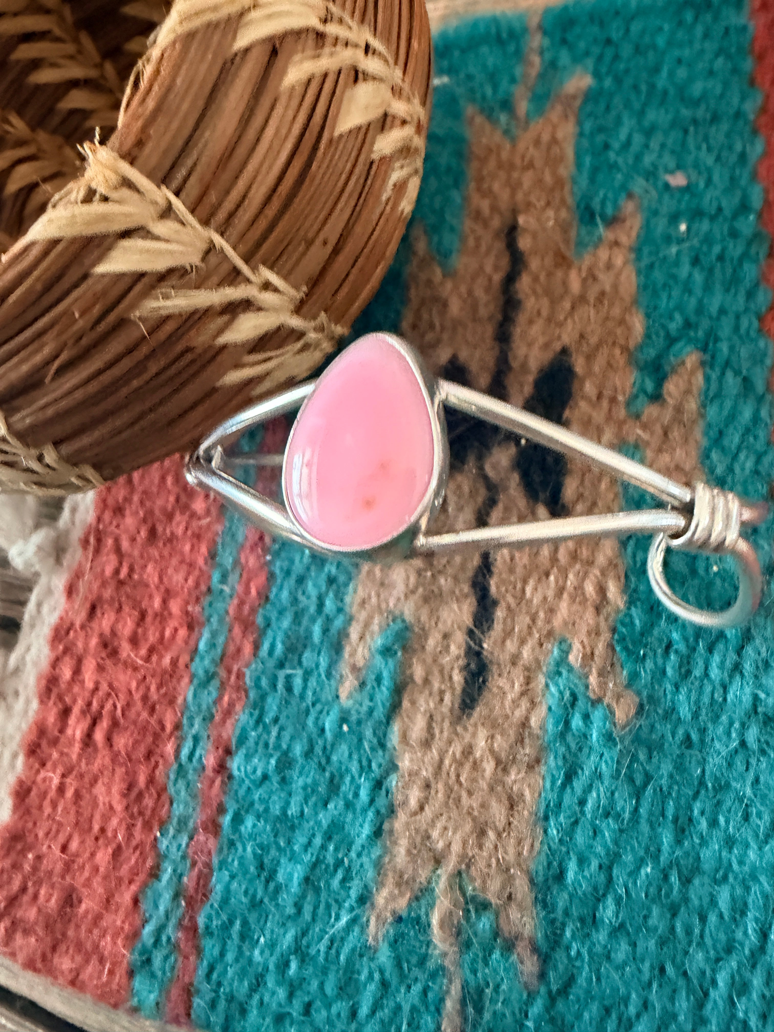 Handcrafted Queen Pink Conch & Sterling Silver Cuff Bracelet