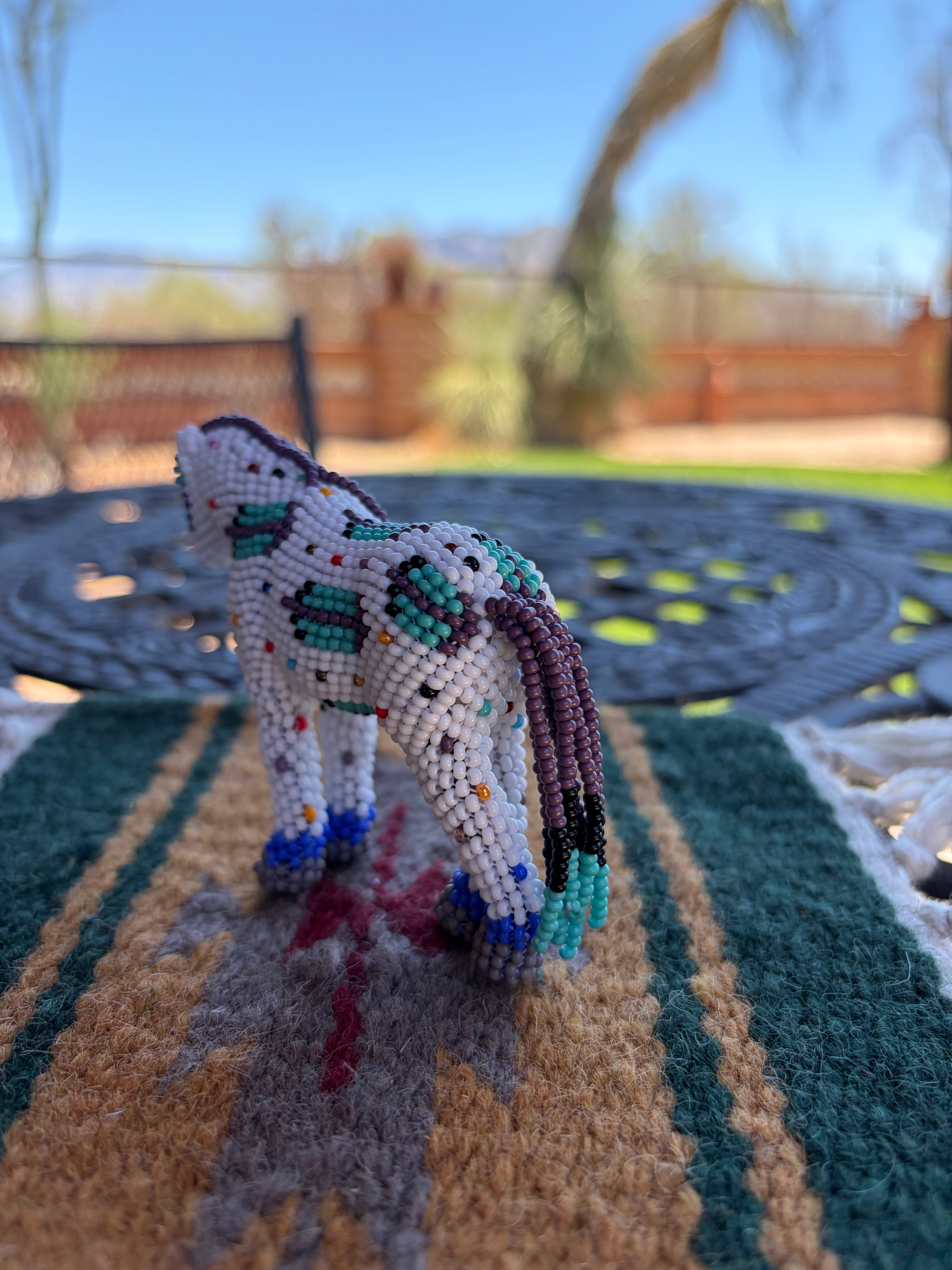 Handmade Peyote Stitched Horse Figurine- White 10