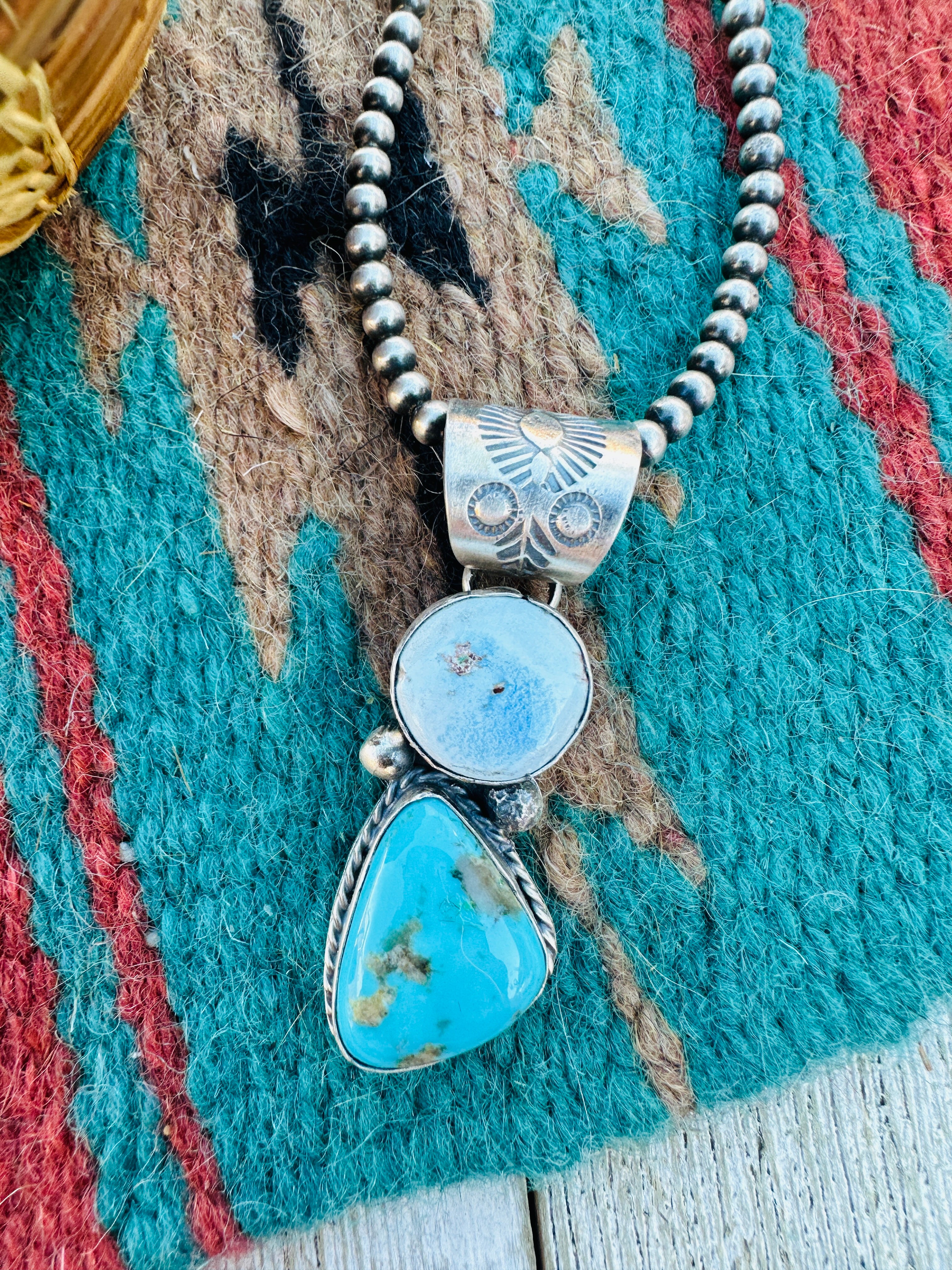 Handcrafted Sterling Silver & Multi Turquoise Pendant