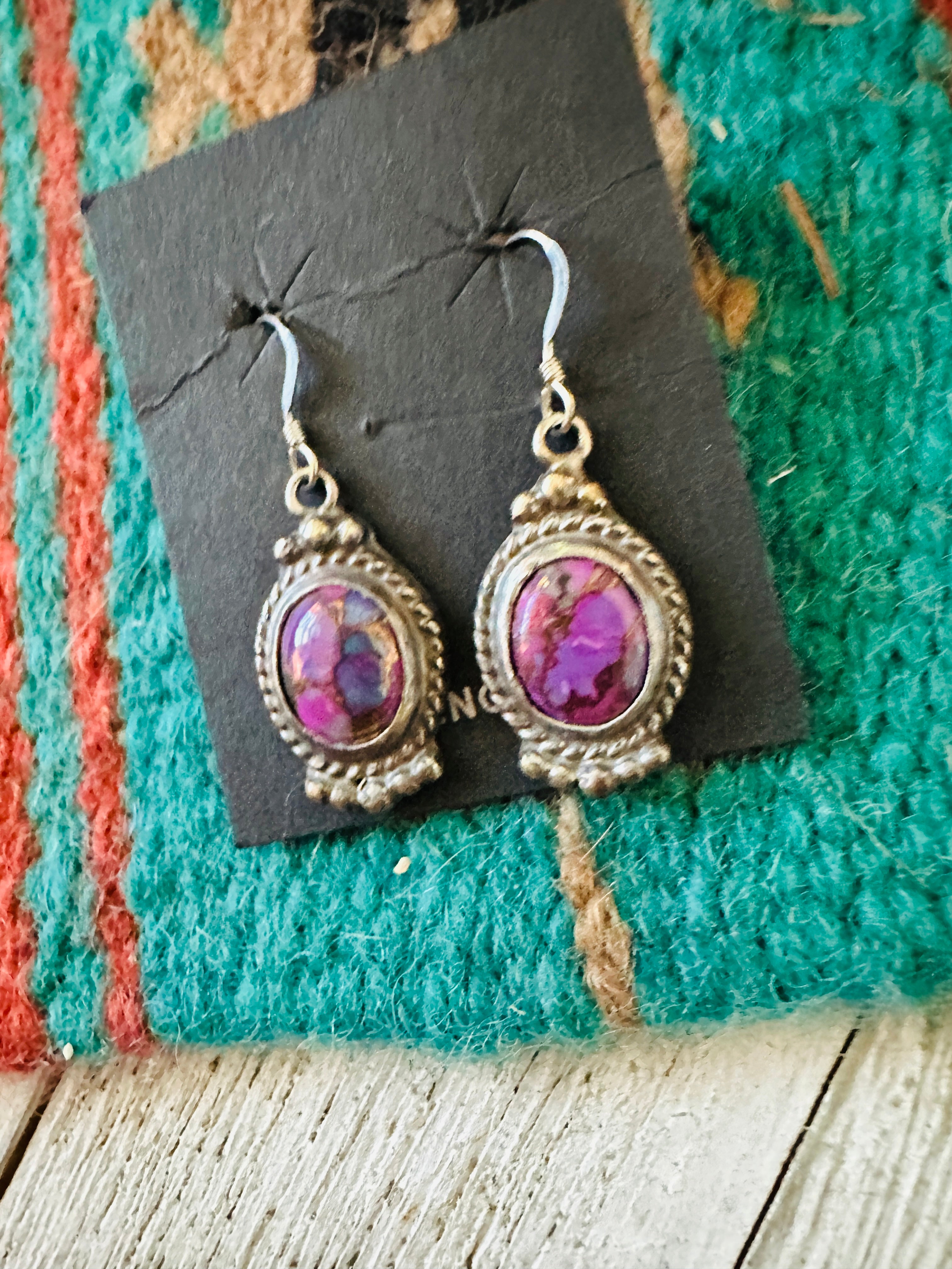 Handcrafted Sterling Silver & Purple Mojave Dangle Earrings