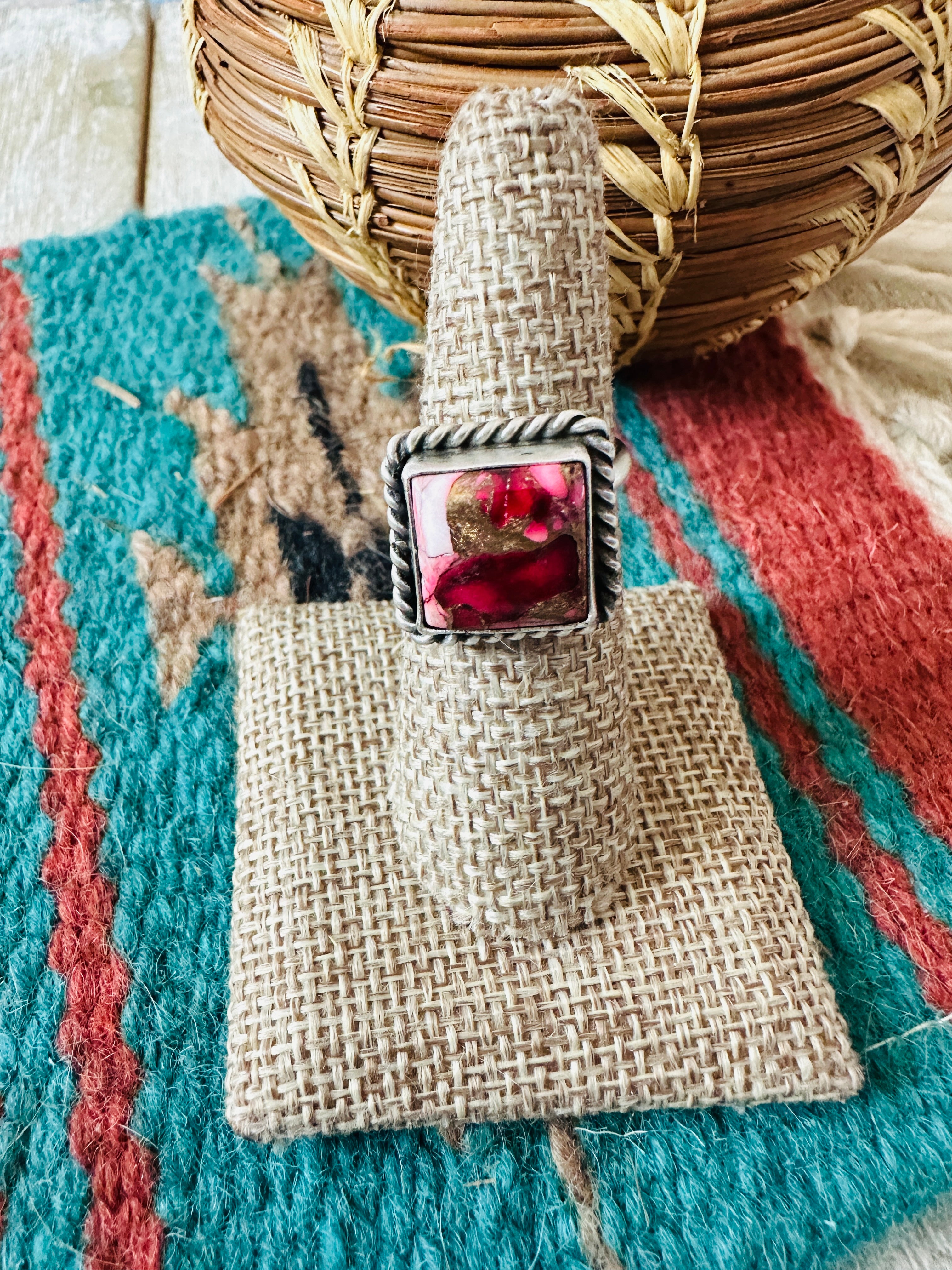 Handcrafted Sterling Silver & Rose Dahlia Adjustable Ring