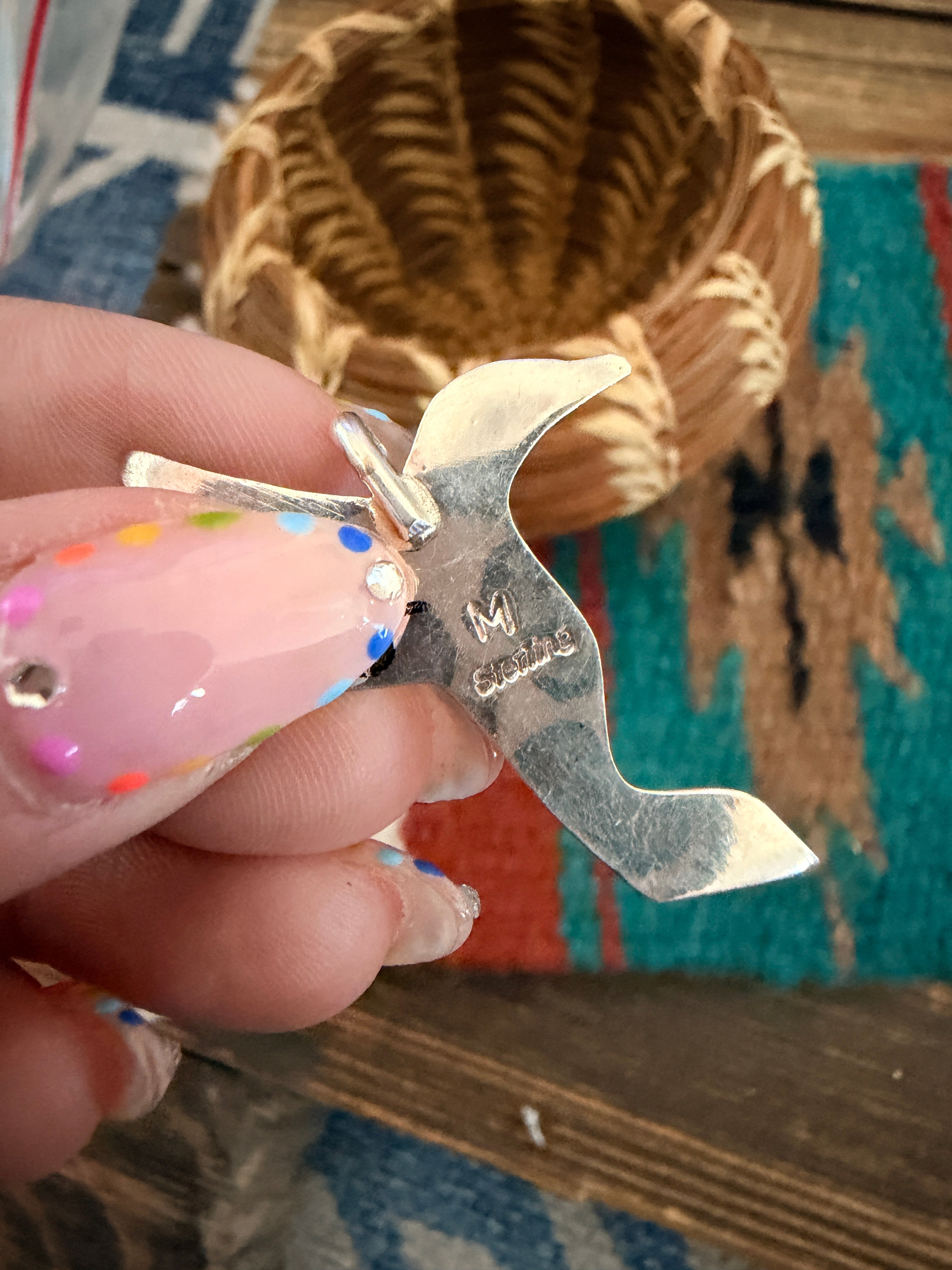 Handcrafted Sterling Silver and Multi Stone Inlay Hummingbird Pendant