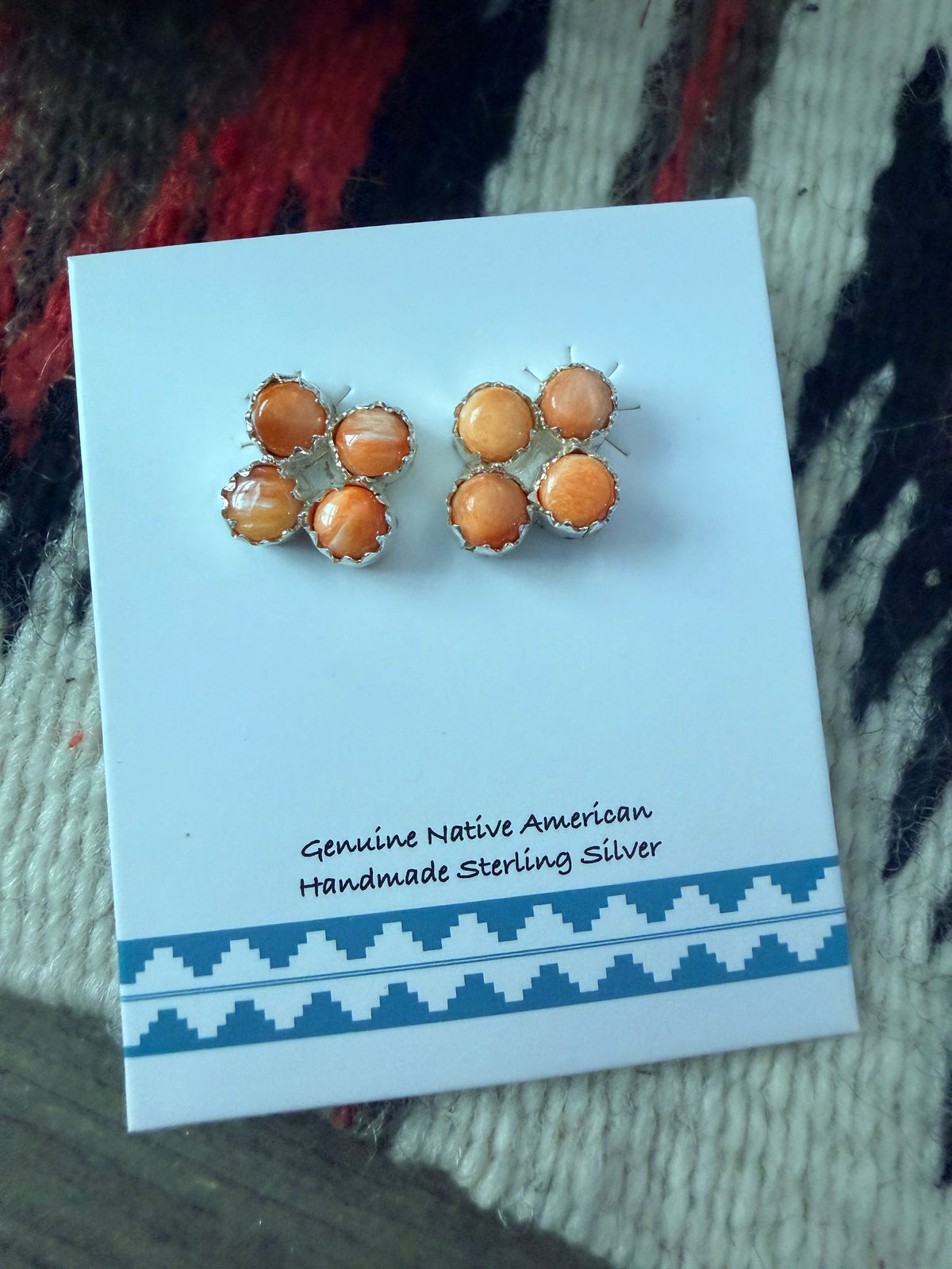 Handcrafted Sterling Silver & Spiny Oyster Petit Point Stud Earrings