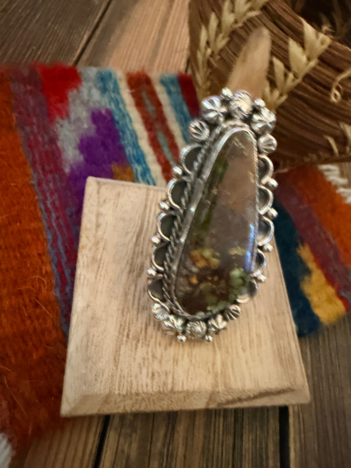 Handcrafted Royston Turquoise & Sterling Silver Ring 9 by Rosella Paxson