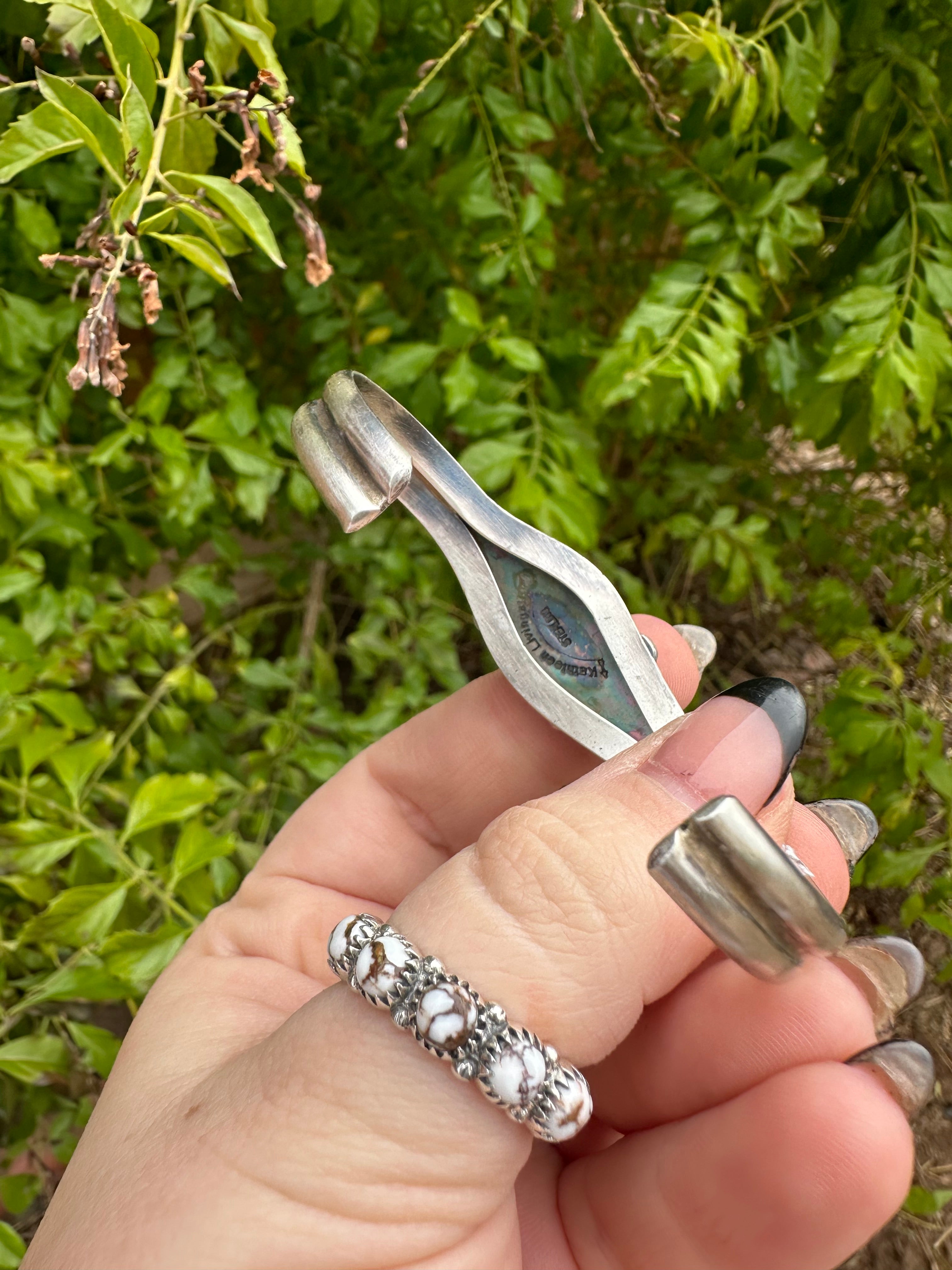 Beautiful Kathleen Livingston Navajo Sterling Turquoise Bracelet Cuff Signed /