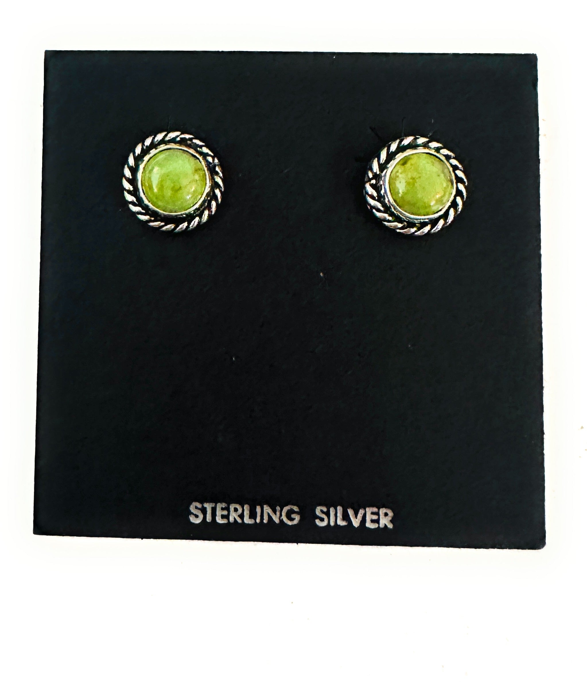 Handcrafted Green Turquoise and Sterling Silver Stud Earrings