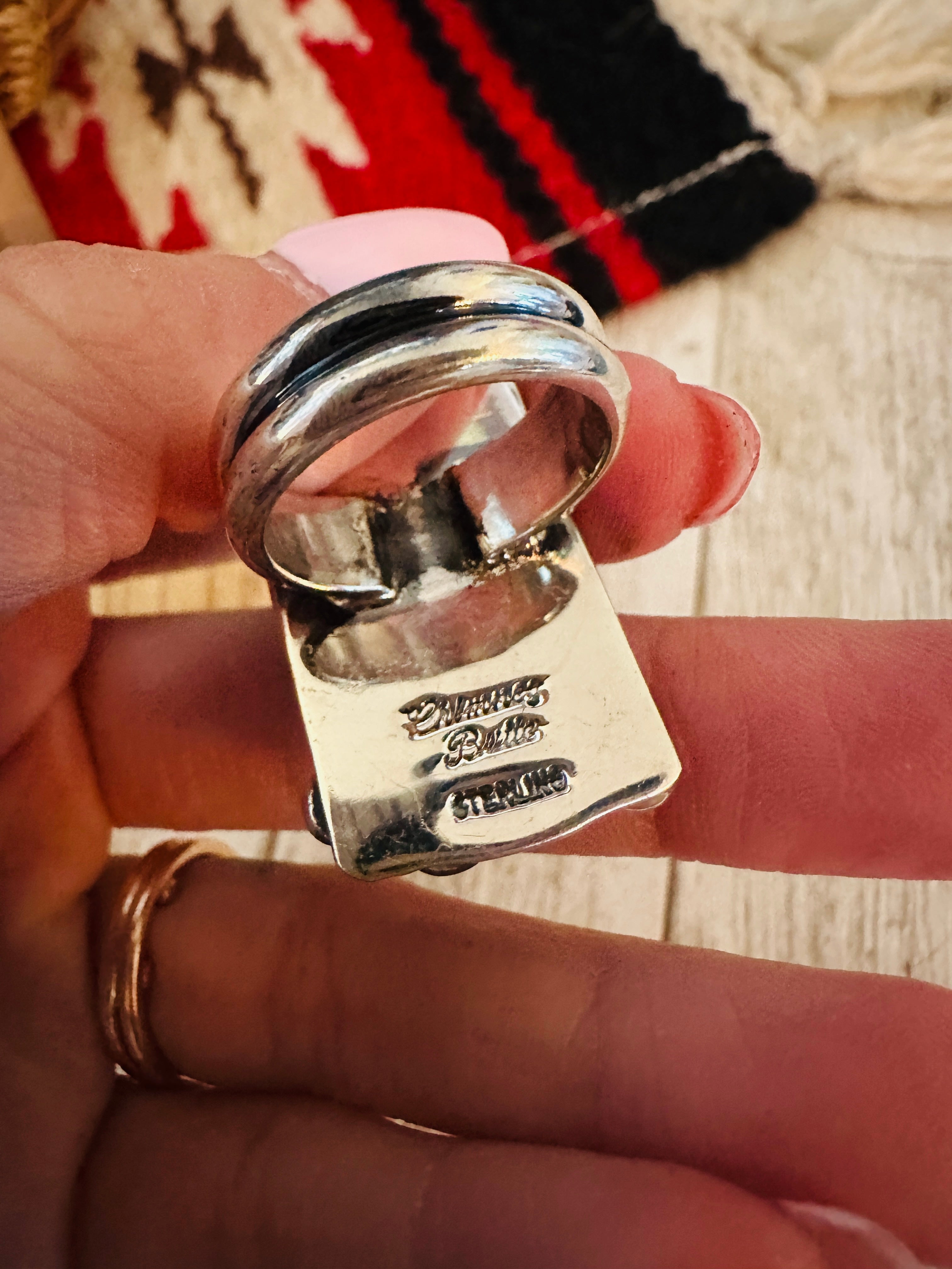 Handcrafted Turquoise & Sterling Silver Cross Ring Chimney Butte