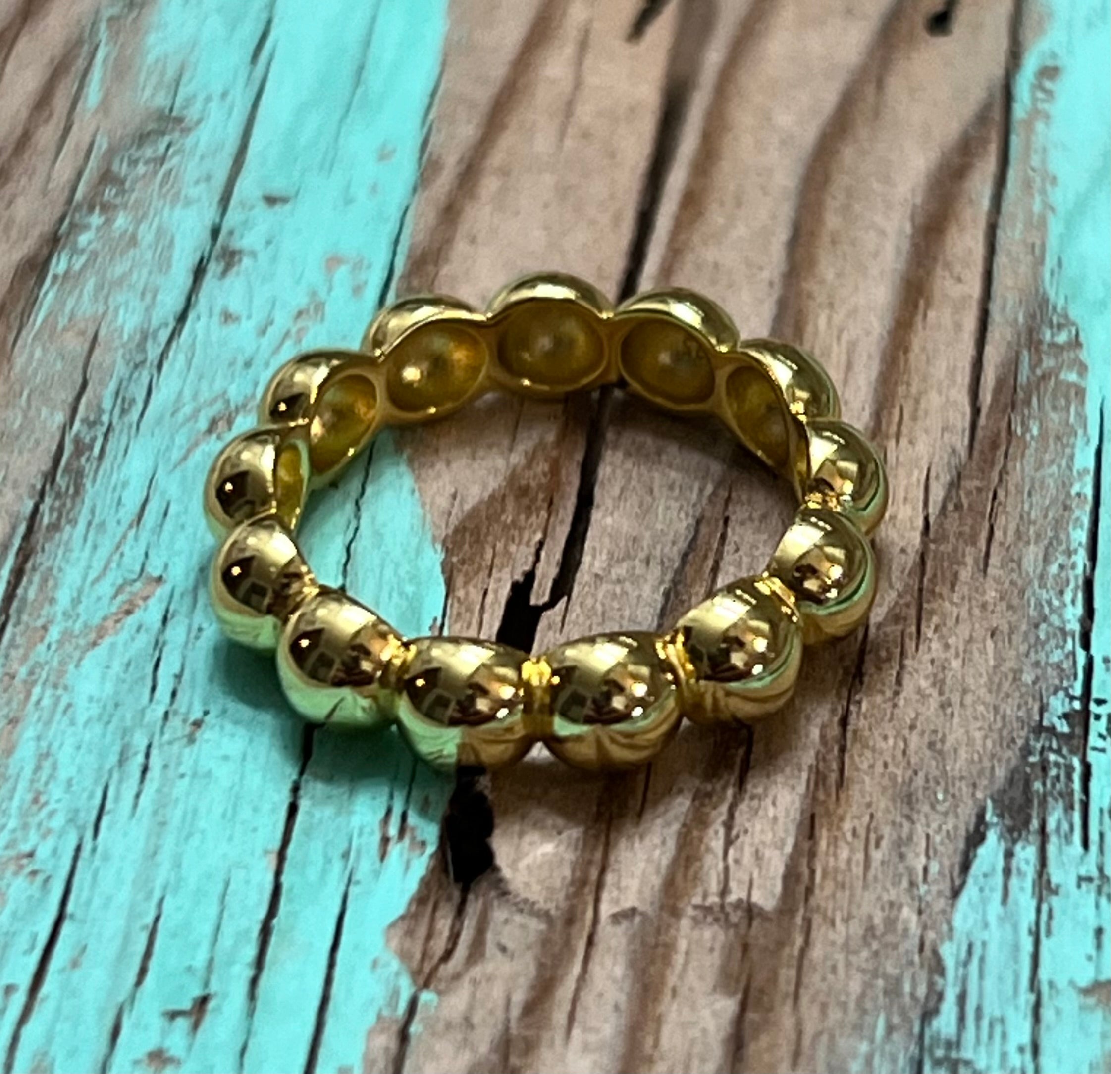 14k Gold Plated Sterling Silver Chunky Bubble Ring Size 6